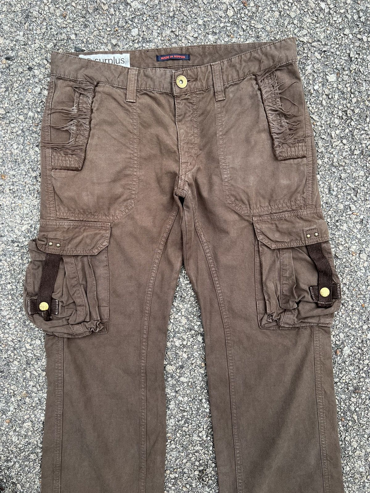Japanese Brand SURPLUS DARK BROWN CARGO PANTS MULTIPOCKET TRAVIS SCOT STYLE Size US 30 / EU 46 - 3 Thumbnail