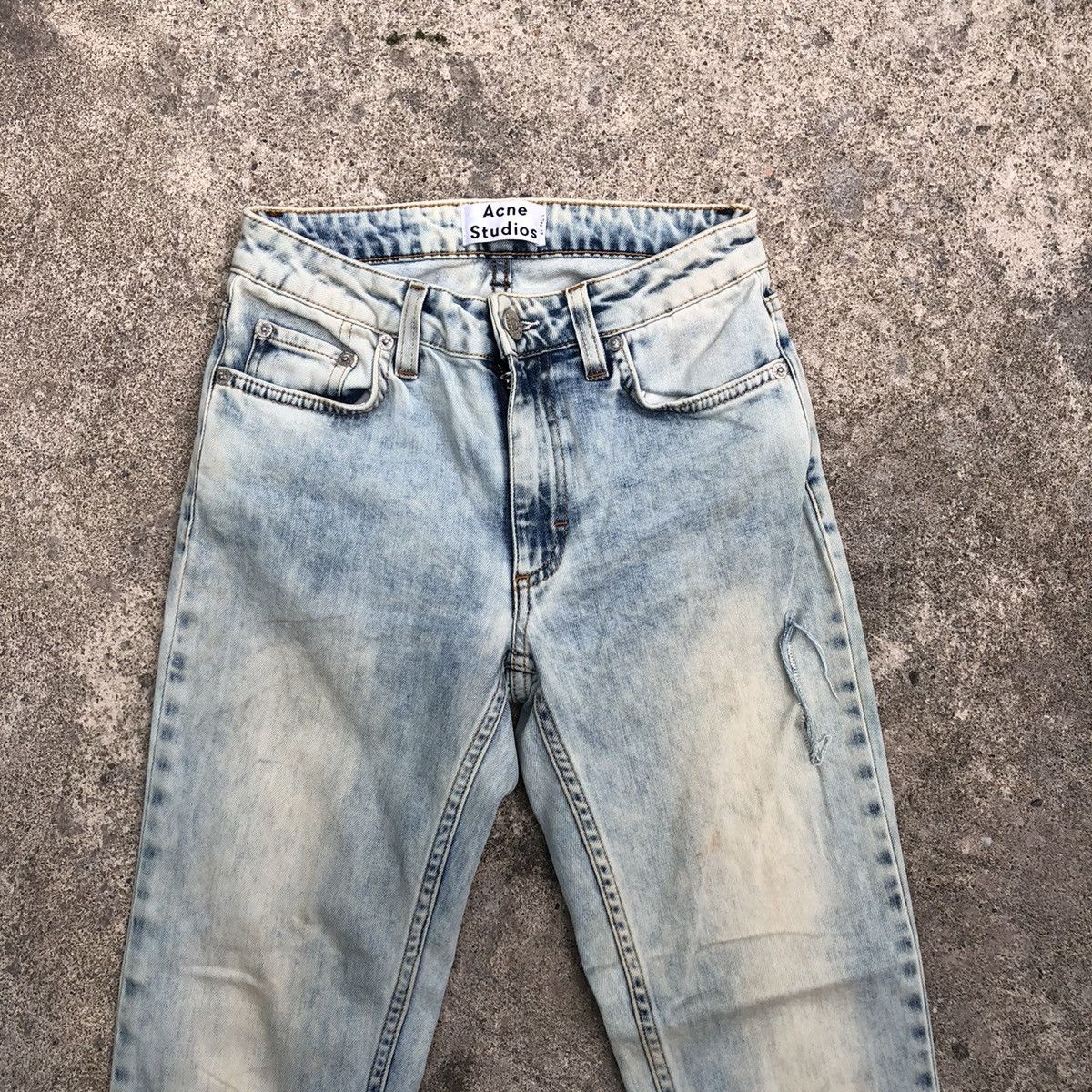 Acne Studios × Vintage 🔥Rare🔥Acne Studios Flex Silver Stoned Wash Rips Denim Jeans Size 24" / US 00 / IT 34 - 2 Thumbnail
