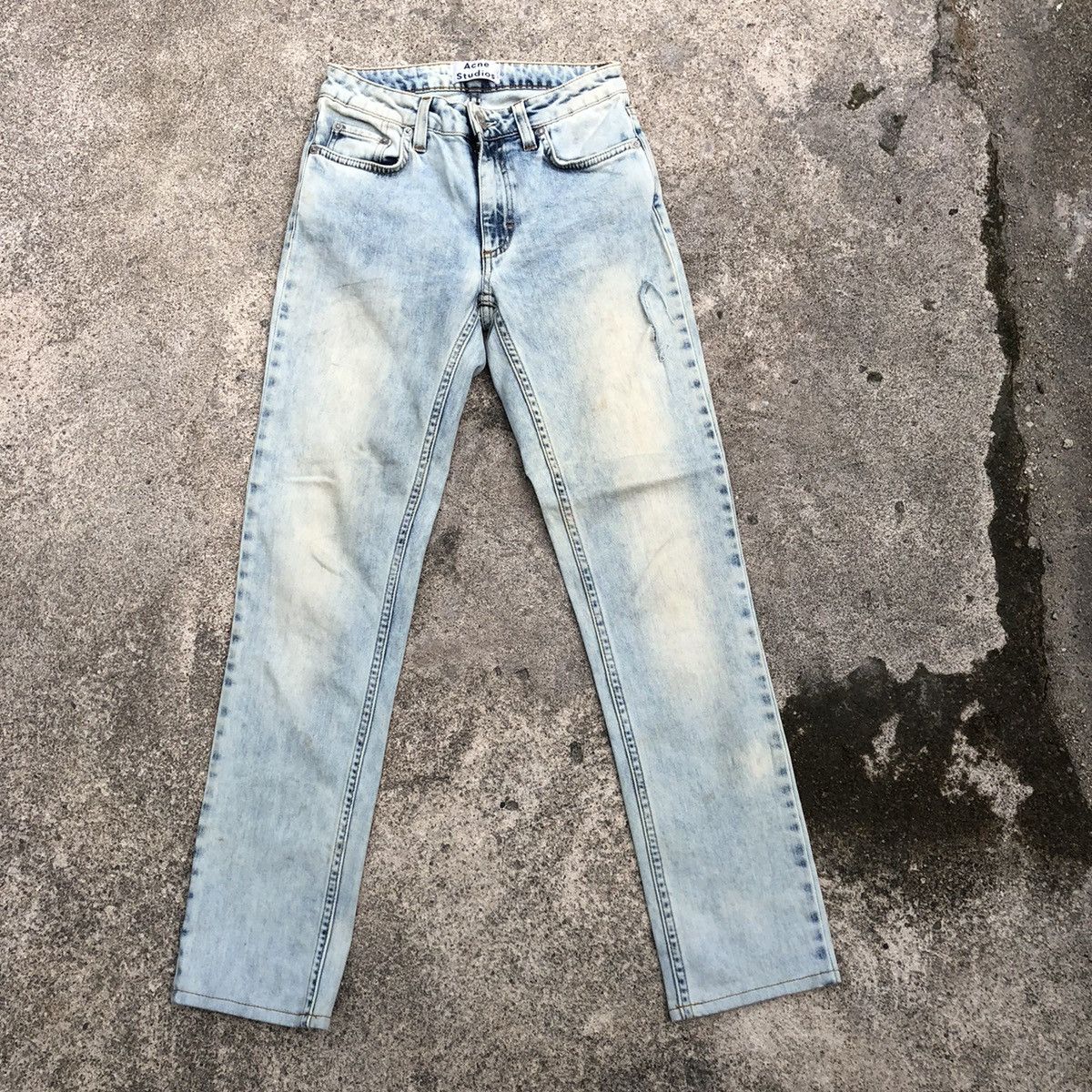 🔥Rare🔥Acne Studios Flex Silver Stoned Wash Rips Denim Jeans