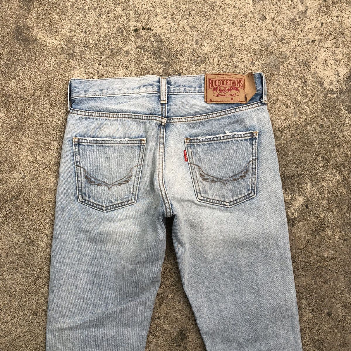 Japanese Brand 🔥Rare🔥🇯🇵Rodeo Crown Stone Wash Rips Distress Denim Jeans Size 29" - 5 Thumbnail
