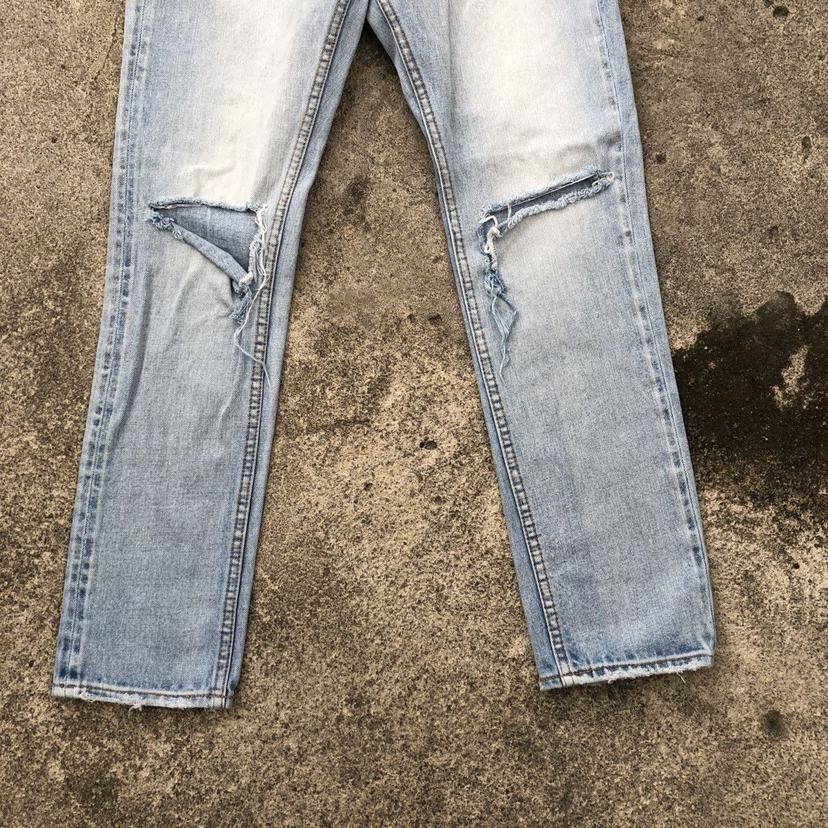Japanese Brand 🔥Rare🔥🇯🇵Rodeo Crown Stone Wash Rips Distress Denim Jeans Size 29" - 3 Thumbnail