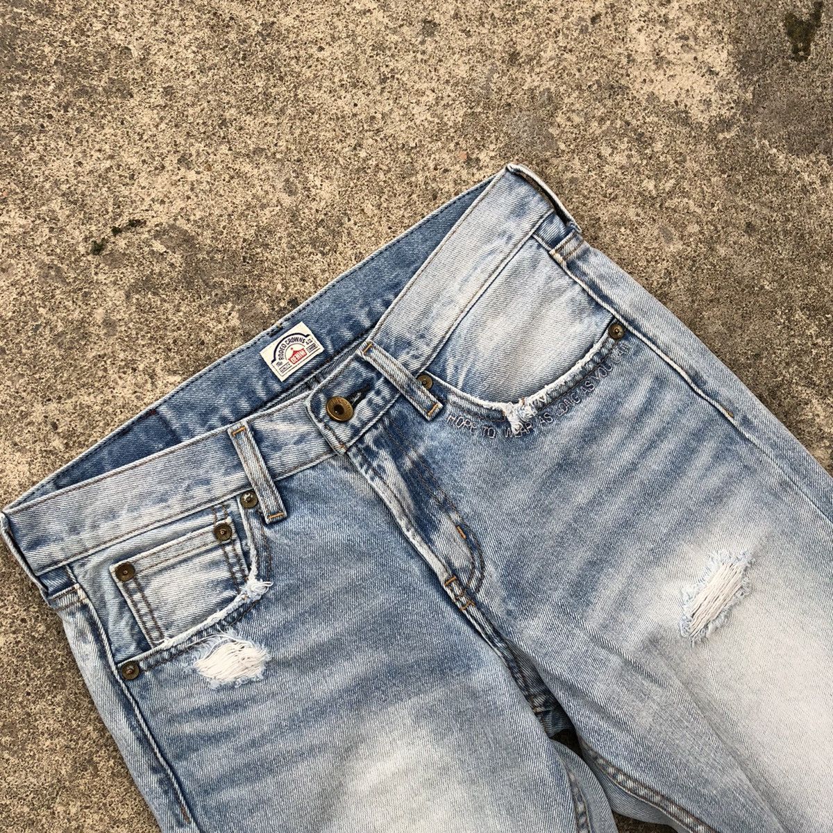 Japanese Brand 🔥Rare🔥🇯🇵Rodeo Crown Stone Wash Rips Distress Denim Jeans Size 29" - 10 Thumbnail