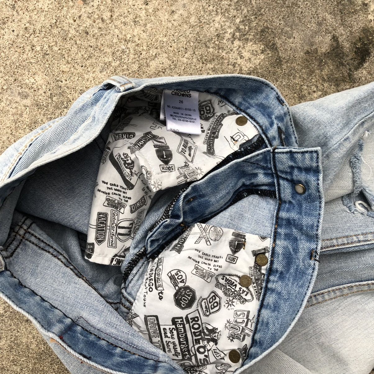 Japanese Brand 🔥Rare🔥🇯🇵Rodeo Crown Stone Wash Rips Distress Denim Jeans Size 29" - 12 Thumbnail
