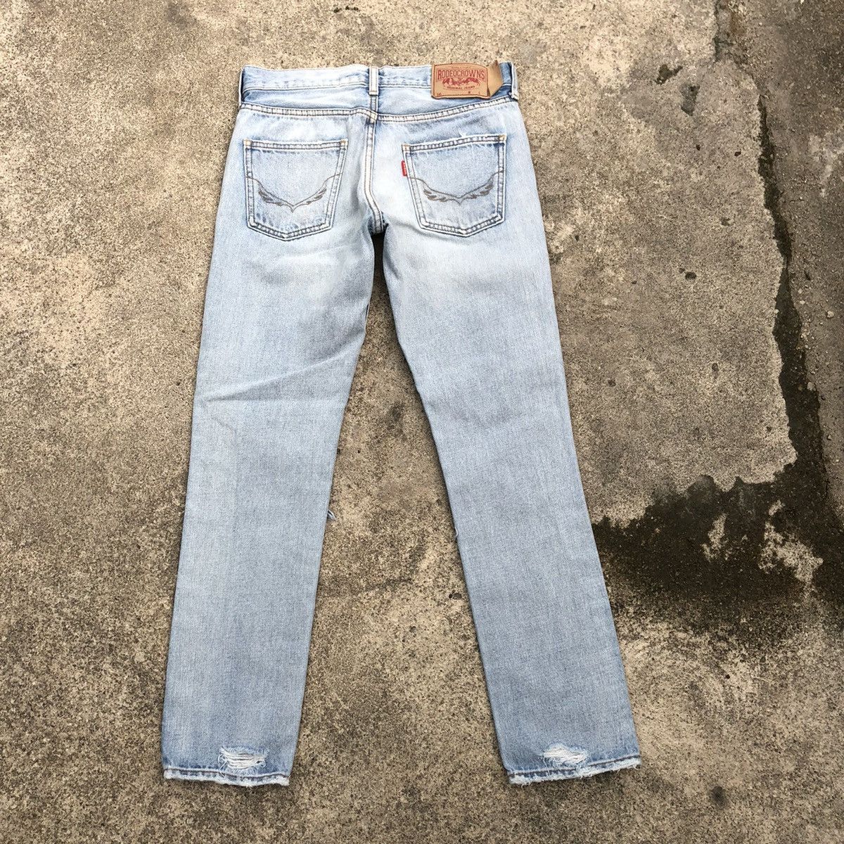 Japanese Brand 🔥Rare🔥🇯🇵Rodeo Crown Stone Wash Rips Distress Denim Jeans Size 29" - 4 Thumbnail