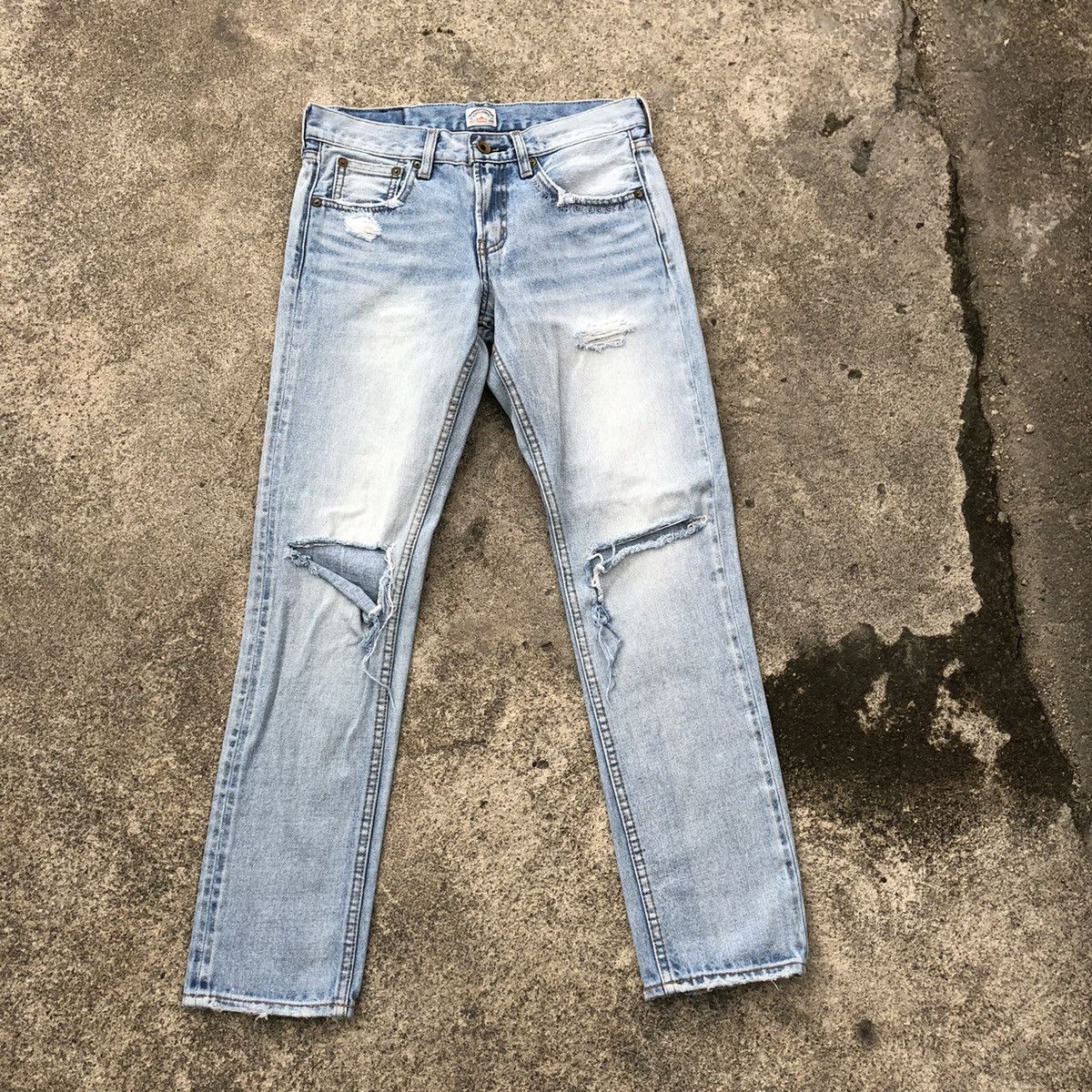 Japanese Brand 🔥Rare🔥🇯🇵Rodeo Crown Stone Wash Rips Distress Denim Jeans Size 29" - 1 Thumbnail