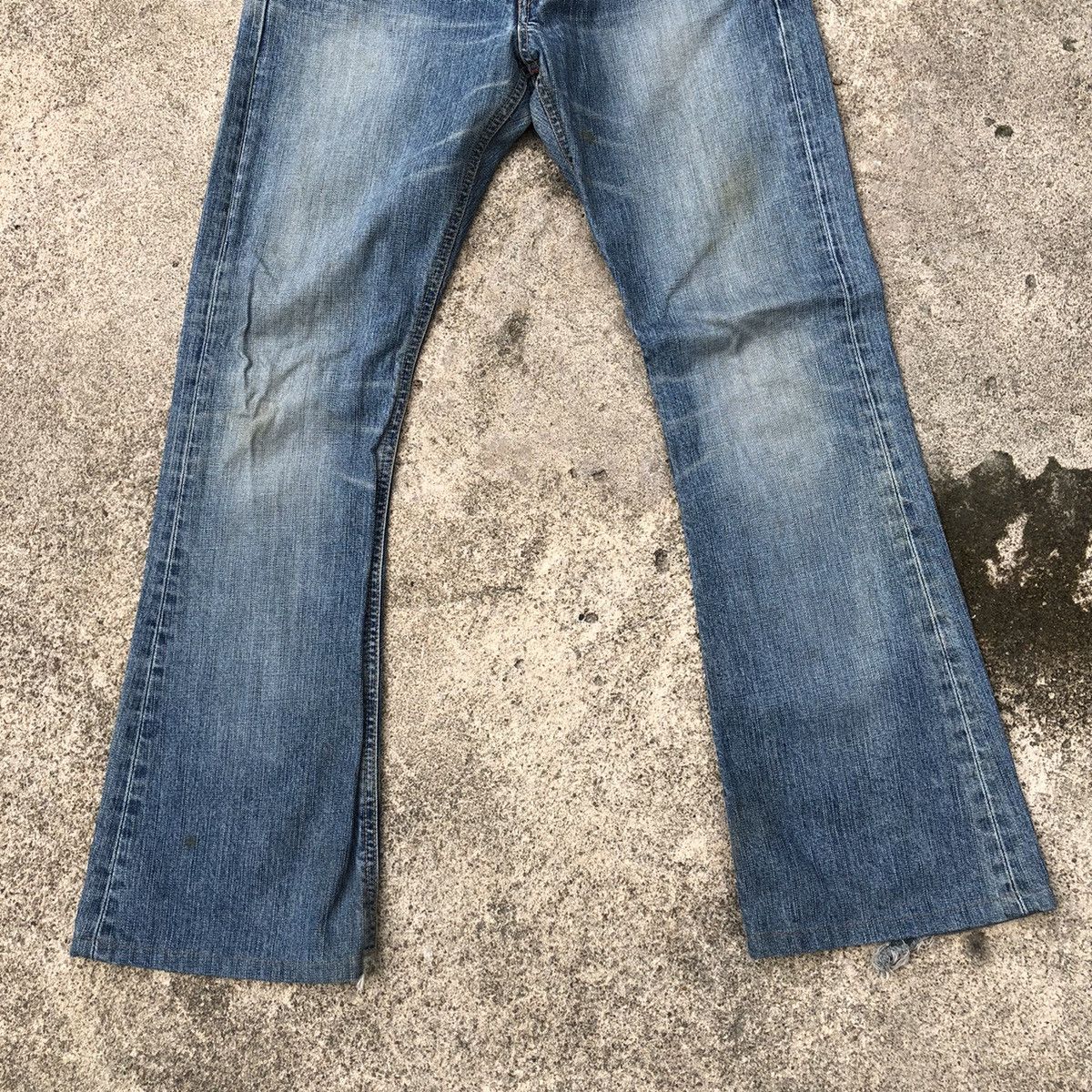 Edwin × Vintage 🔥Rare🔥Edwin 503 Miss Rude Stone Wash Boot Cut Distress Jeans Size 31" - 3 Thumbnail
