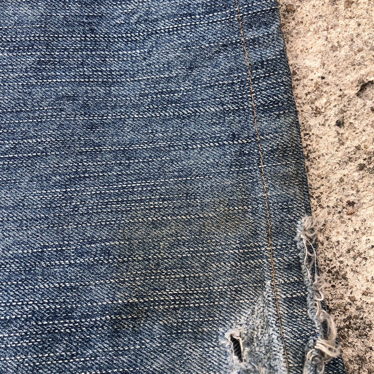Edwin × Vintage 🔥Rare🔥Edwin 503 Miss Rude Stone Wash Boot Cut Distress Jeans Size 31" - 8 Thumbnail