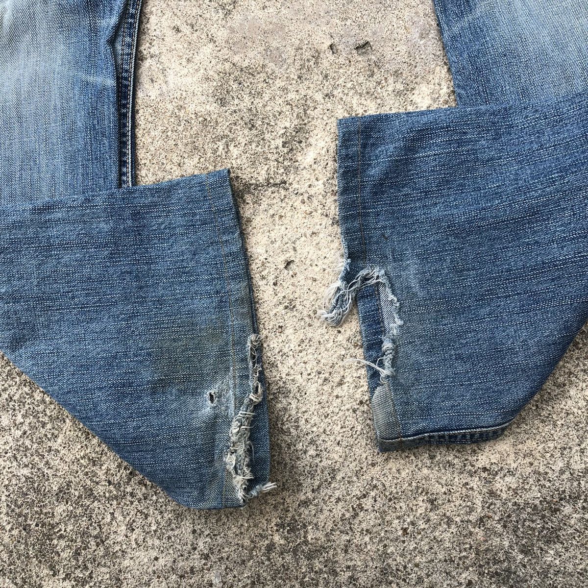Edwin × Vintage 🔥Rare🔥Edwin 503 Miss Rude Stone Wash Boot Cut Distress Jeans Size 31" - 7 Thumbnail