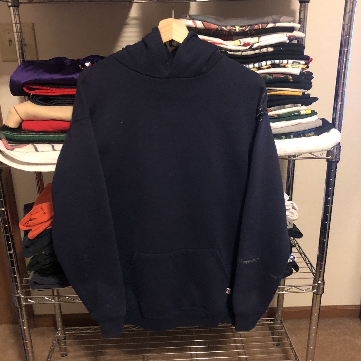 Russell Athletic × Vintage Vintage 90’s Blank Blue Russell Hoodie Size US L / EU 52-54 / 3 - 1 Thumbnail