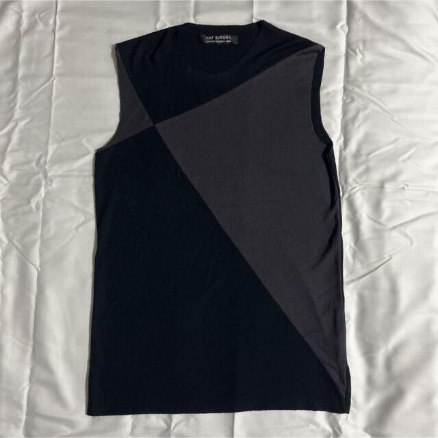 Pre-owned Raf Simons 2000ss Bicolor Sleeveless Shirt In Black/gray