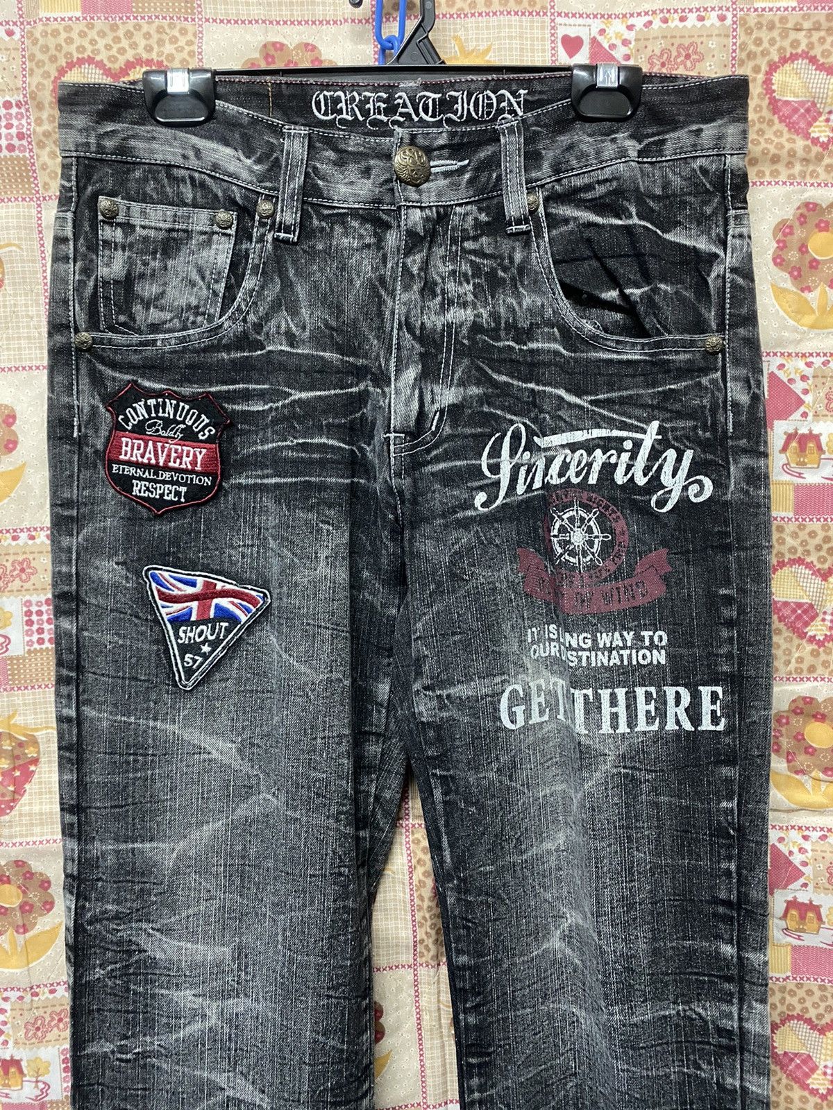 Hysteric Glamour × Japanese Brand × Tornado Mart Japanese Creation Designer Grunge Punk Lightning Black Jeans Size US 33 - 2 Thumbnail