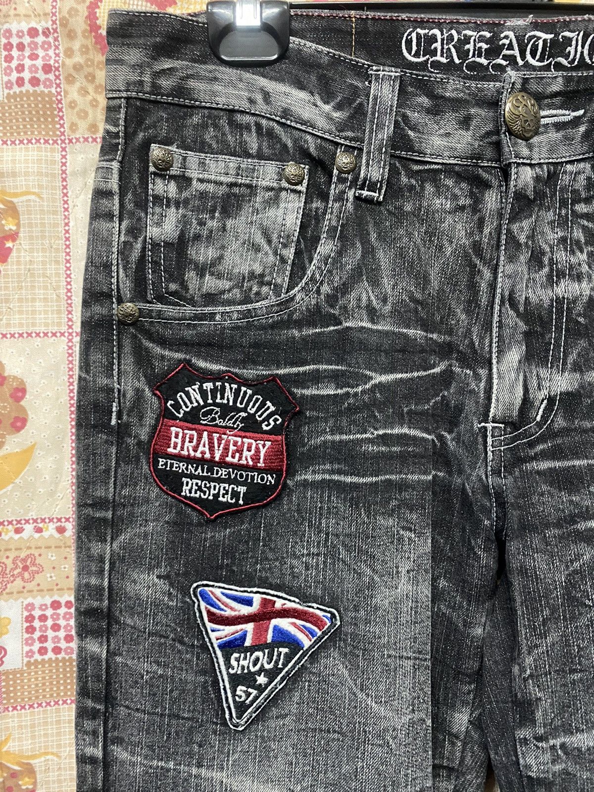Hysteric Glamour × Japanese Brand × Tornado Mart Japanese Creation Designer Grunge Punk Lightning Black Jeans Size US 33 - 4 Thumbnail