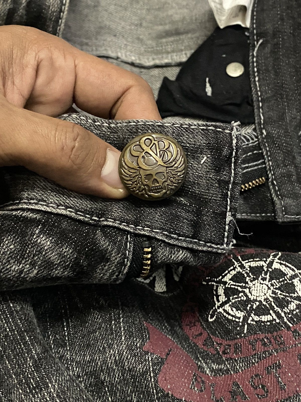 Hysteric Glamour × Japanese Brand × Tornado Mart Japanese Creation Designer Grunge Punk Lightning Black Jeans Size US 33 - 9 Thumbnail