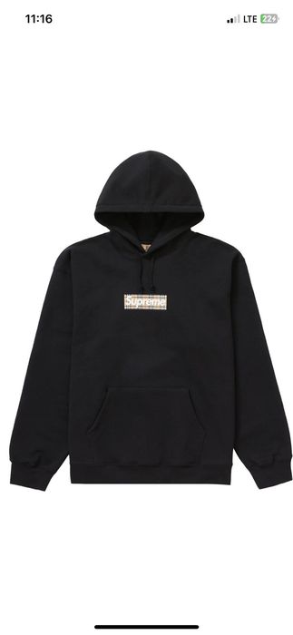 Supreme Supreme Burberry Box Logo Hoodie XL Sweatshirt Black SS22