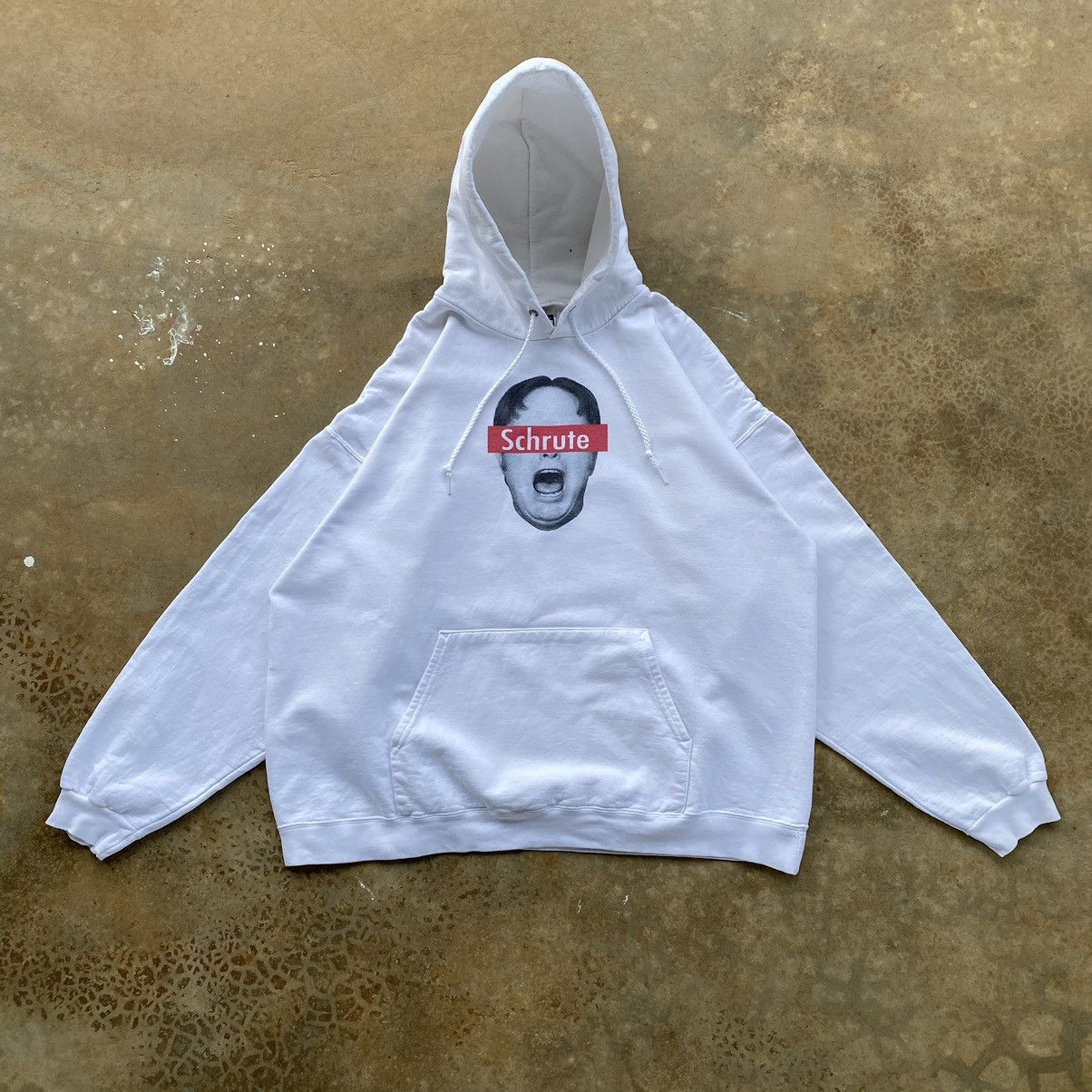 image of Movie x Series Vintage Dwight Schrute The Office Series Pullover Hoodie in White, Men's (Size XL)