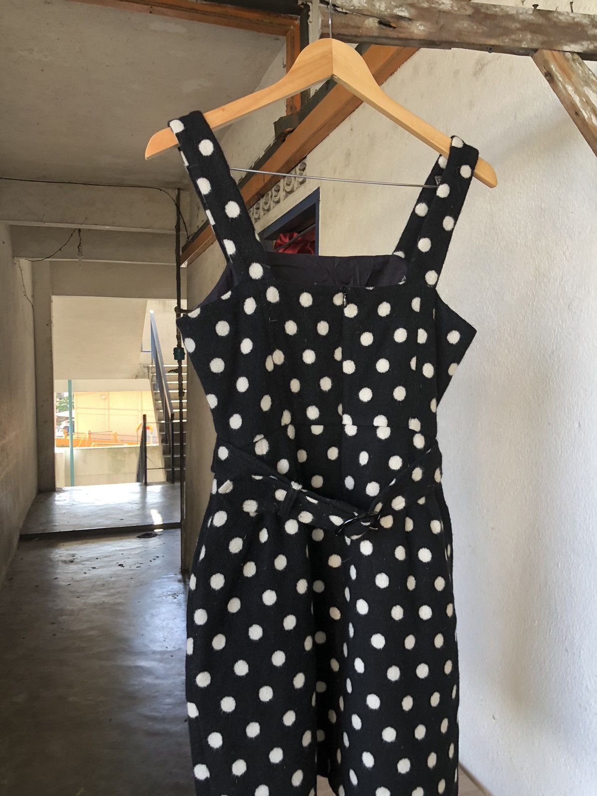 agnes b. Nice❗️Agnes B. Wool Polka Dot Black Dress Belted Size XS / US 0-2 / IT 36-38 - 13 Thumbnail