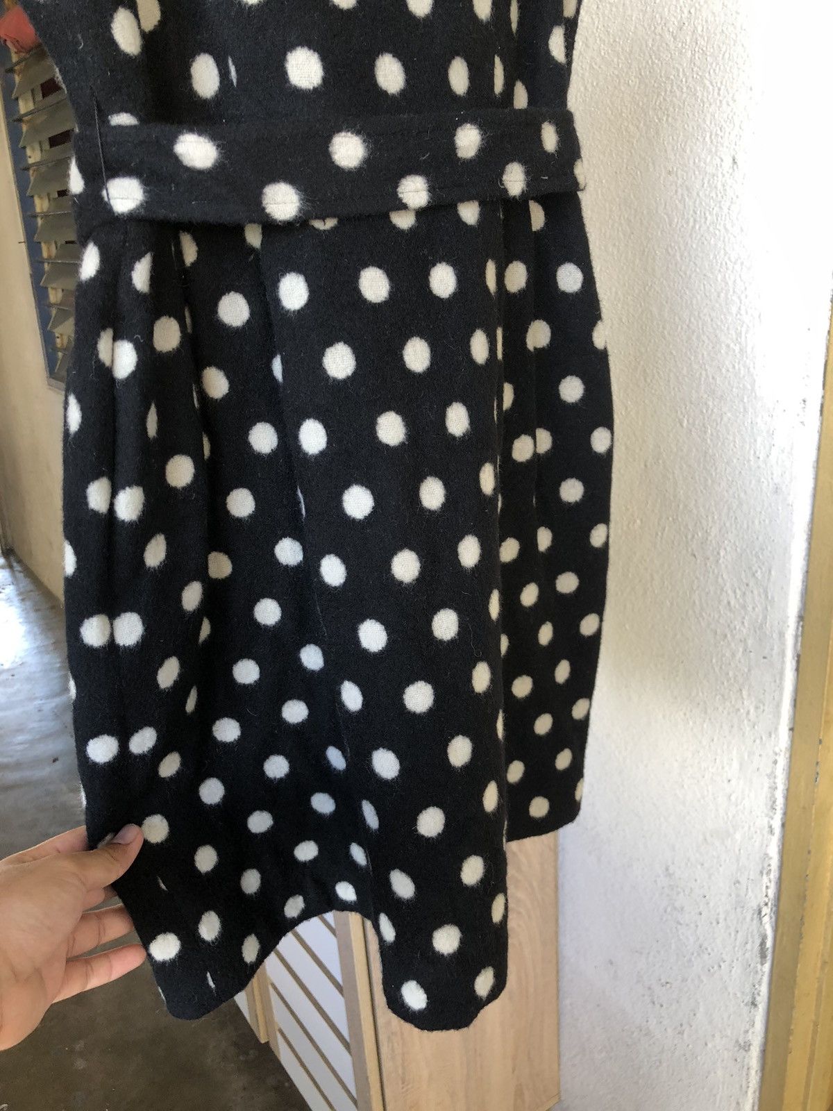agnes b. Nice❗️Agnes B. Wool Polka Dot Black Dress Belted Size XS / US 0-2 / IT 36-38 - 9 Thumbnail