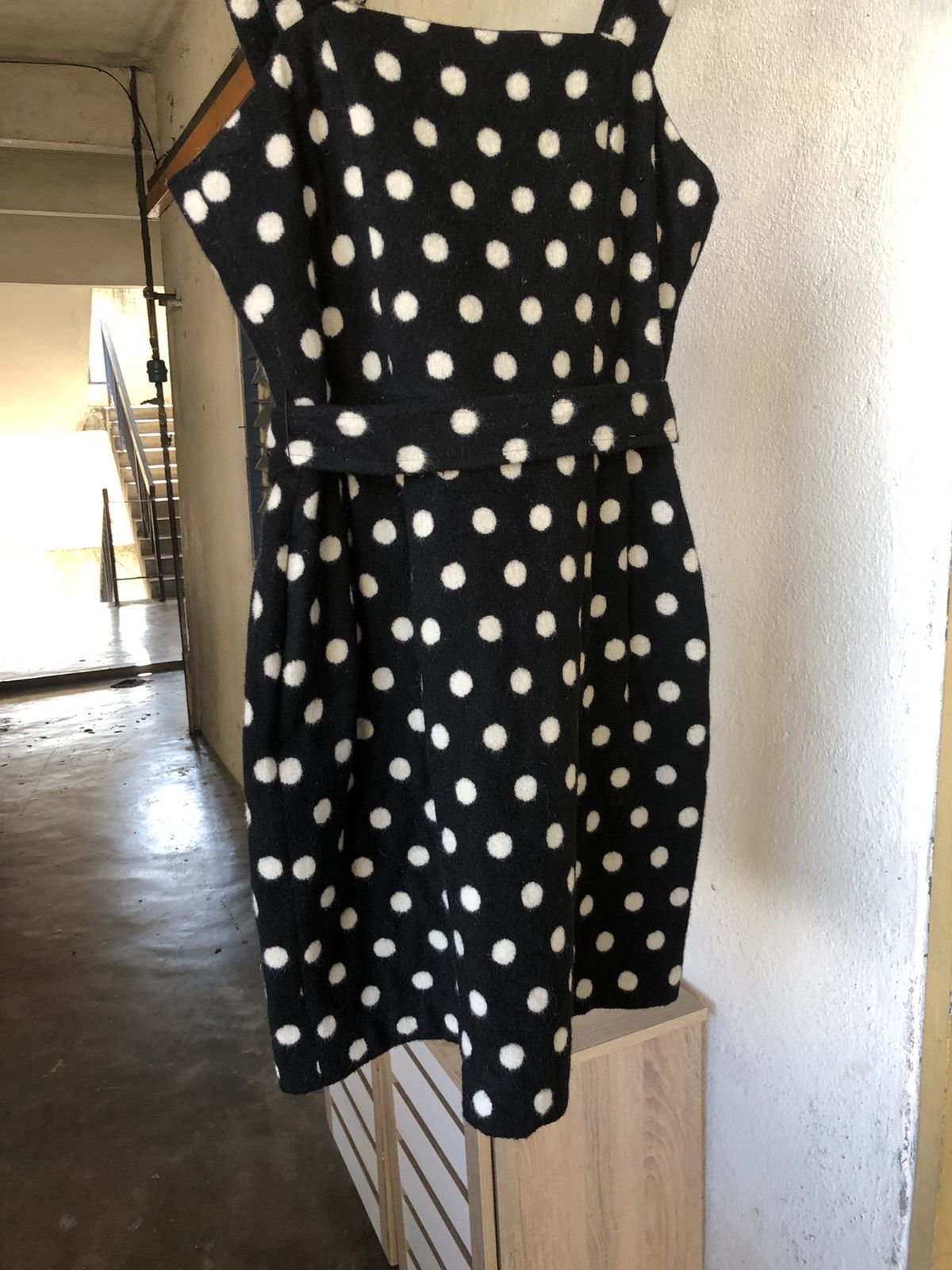 agnes b. Nice❗️Agnes B. Wool Polka Dot Black Dress Belted Size XS / US 0-2 / IT 36-38 - 7 Thumbnail