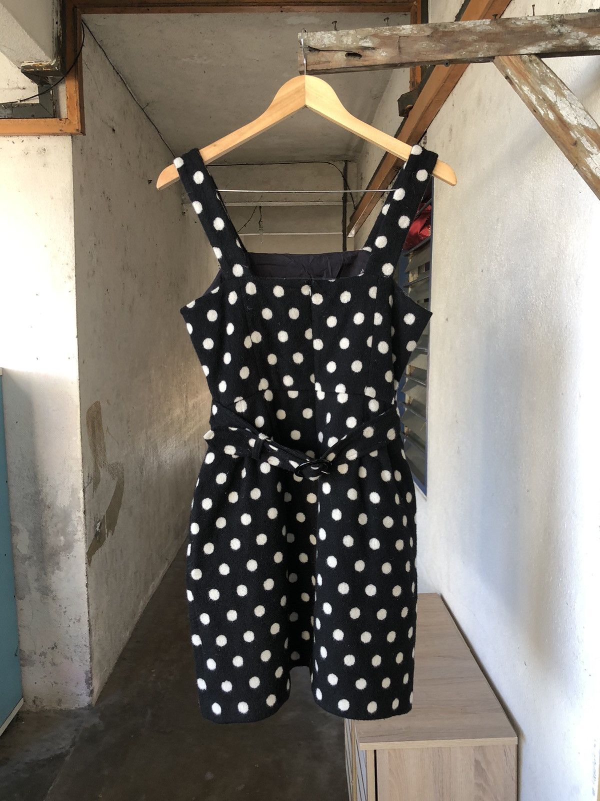 agnes b. Nice❗️Agnes B. Wool Polka Dot Black Dress Belted Size XS / US 0-2 / IT 36-38 - 11 Thumbnail