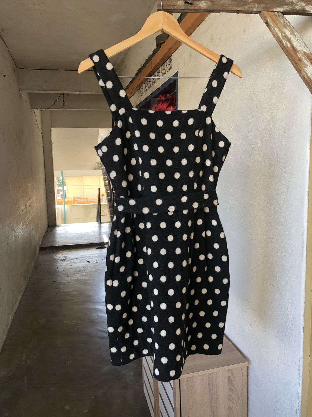 agnes b. Nice❗️Agnes B. Wool Polka Dot Black Dress Belted Size XS / US 0-2 / IT 36-38 - 4 Thumbnail