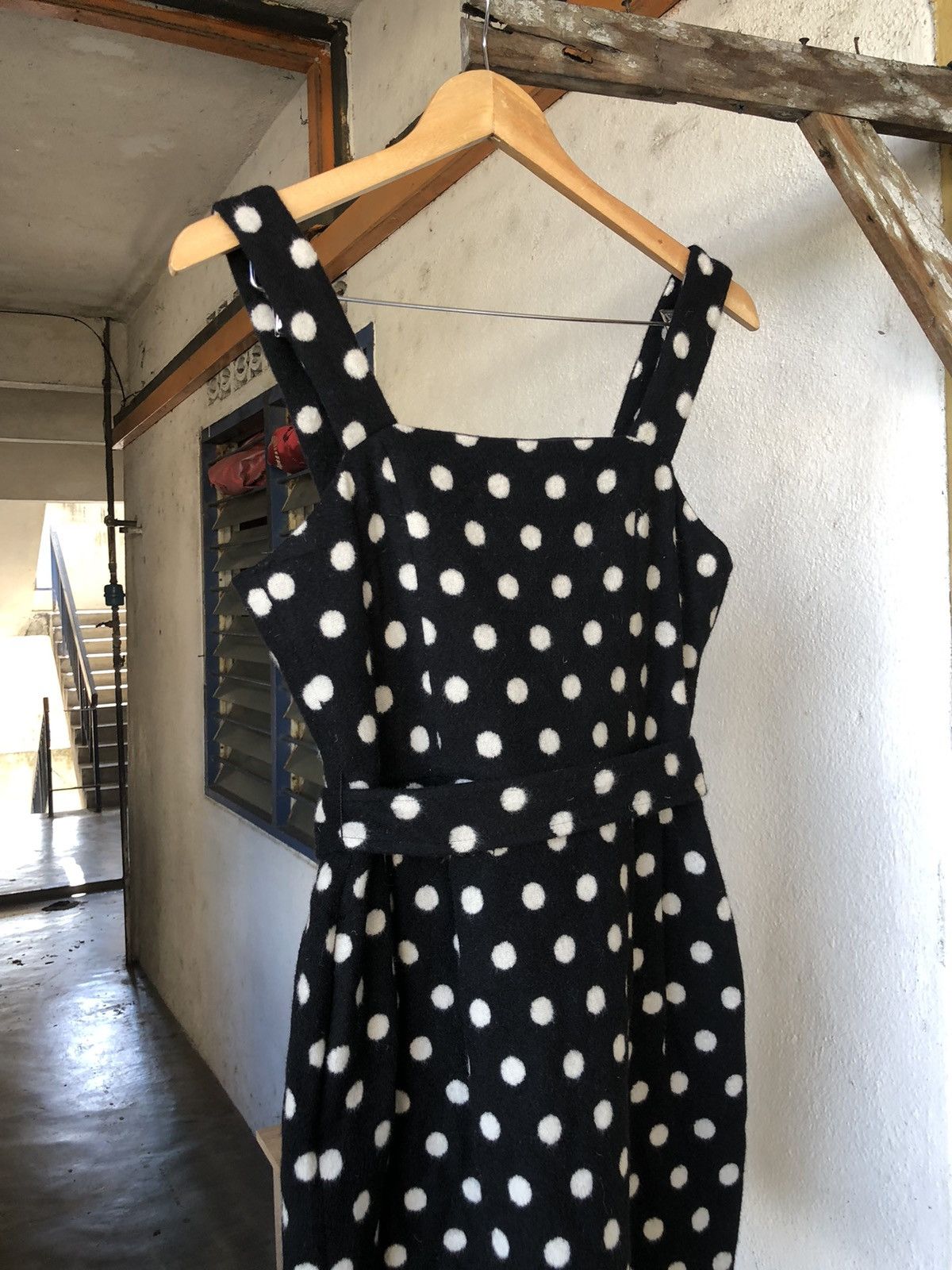 agnes b. Nice❗️Agnes B. Wool Polka Dot Black Dress Belted Size XS / US 0-2 / IT 36-38 - 6 Thumbnail