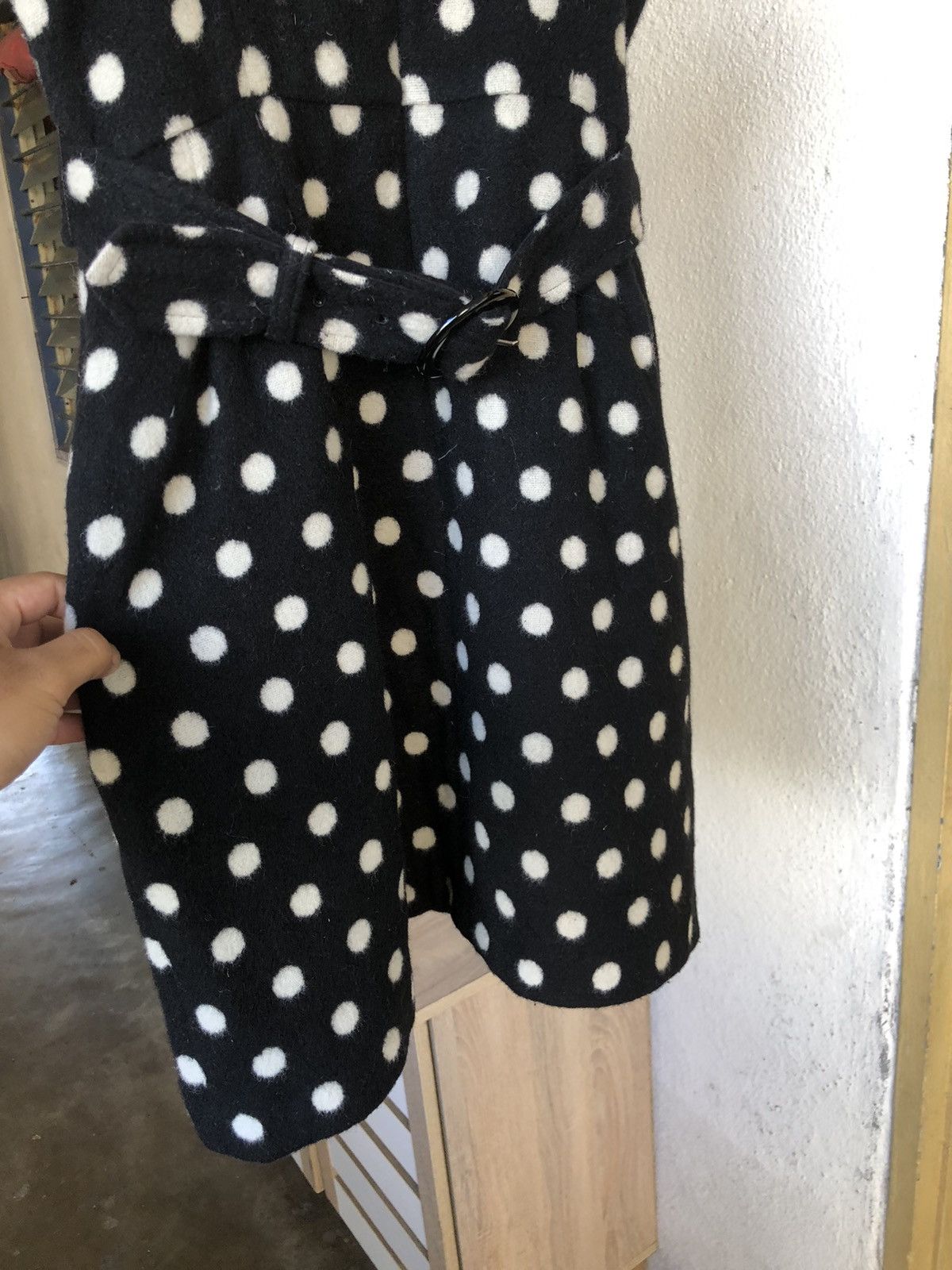 agnes b. Nice❗️Agnes B. Wool Polka Dot Black Dress Belted Size XS / US 0-2 / IT 36-38 - 16 Thumbnail