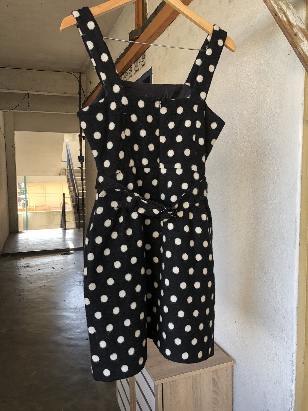 agnes b. Nice❗️Agnes B. Wool Polka Dot Black Dress Belted Size XS / US 0-2 / IT 36-38 - 12 Thumbnail