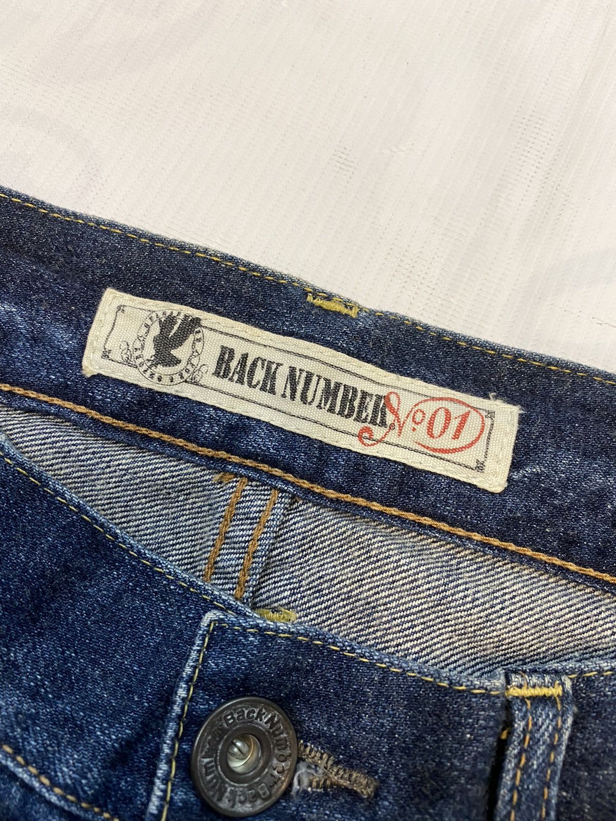 Japanese Brand Back Number Distressed Denim Nice Design Jean Size US 33 - 7 Thumbnail
