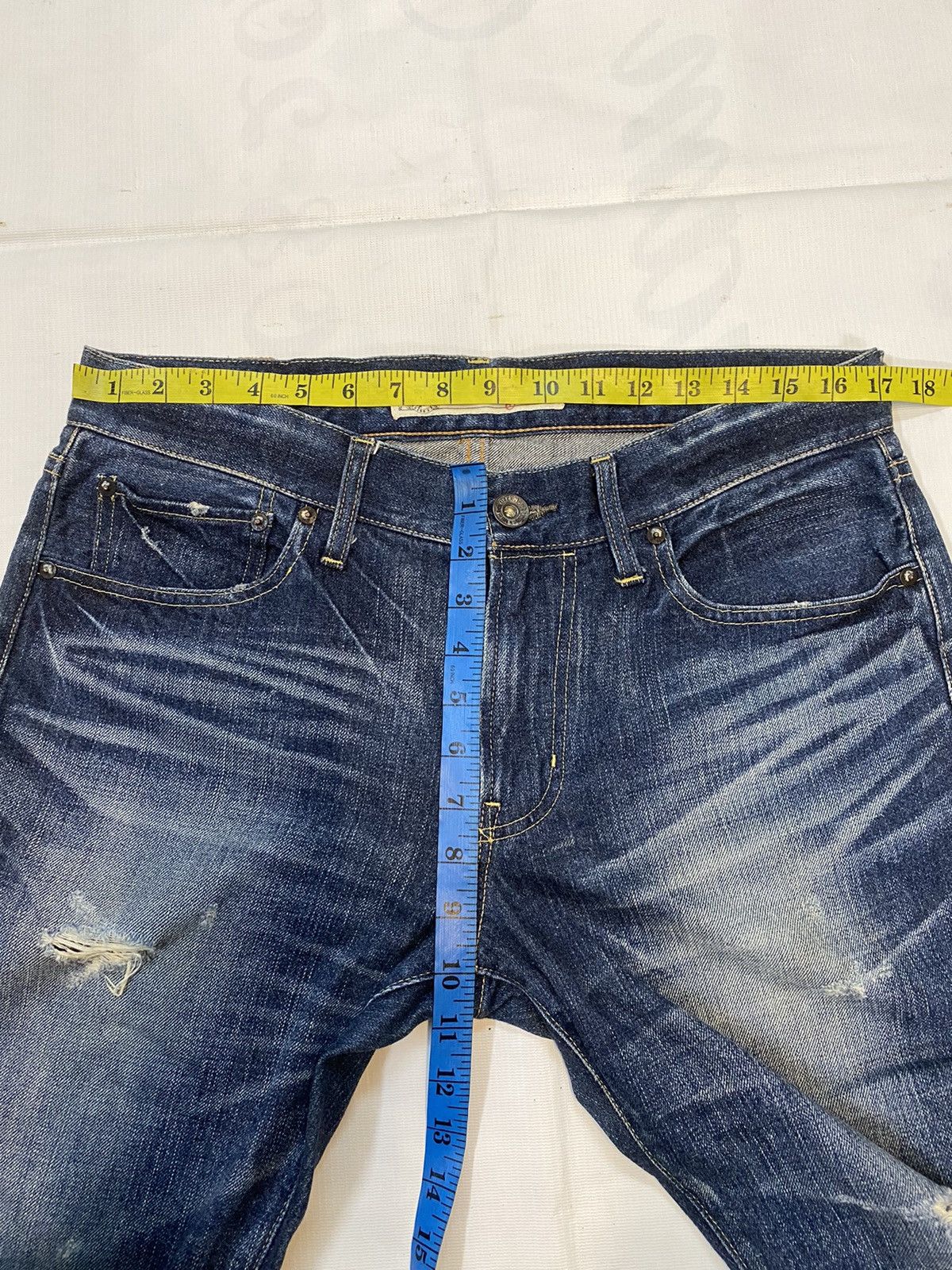 Japanese Brand Back Number Distressed Denim Nice Design Jean Size US 33 - 15 Thumbnail