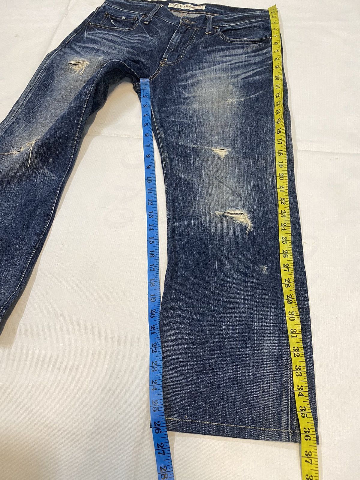 Japanese Brand Back Number Distressed Denim Nice Design Jean Size US 33 - 18 Thumbnail