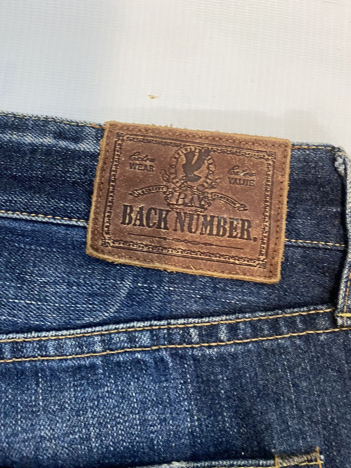 Japanese Brand Back Number Distressed Denim Nice Design Jean Size US 33 - 14 Thumbnail