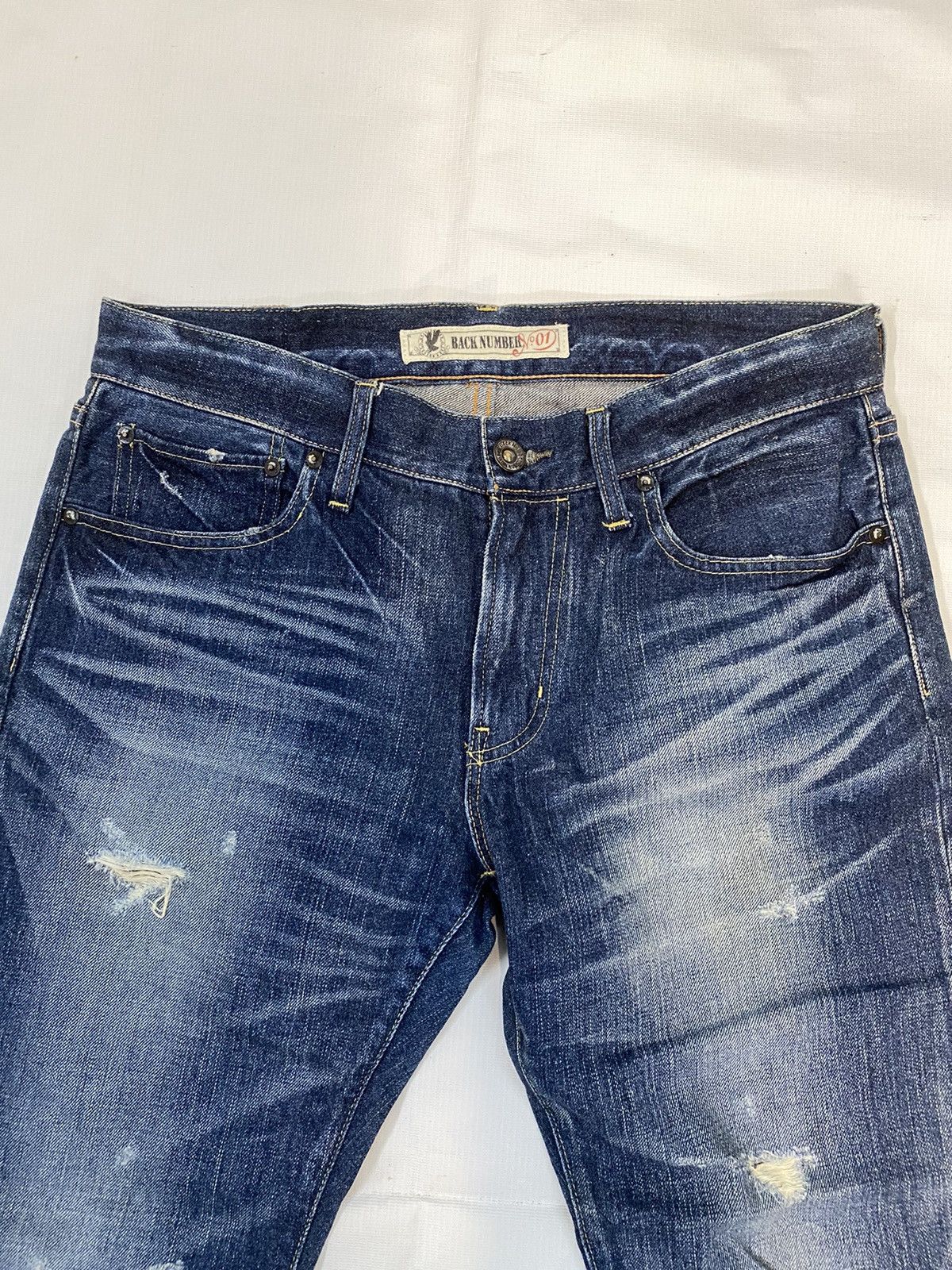 Japanese Brand Back Number Distressed Denim Nice Design Jean Size US 33 - 2 Thumbnail