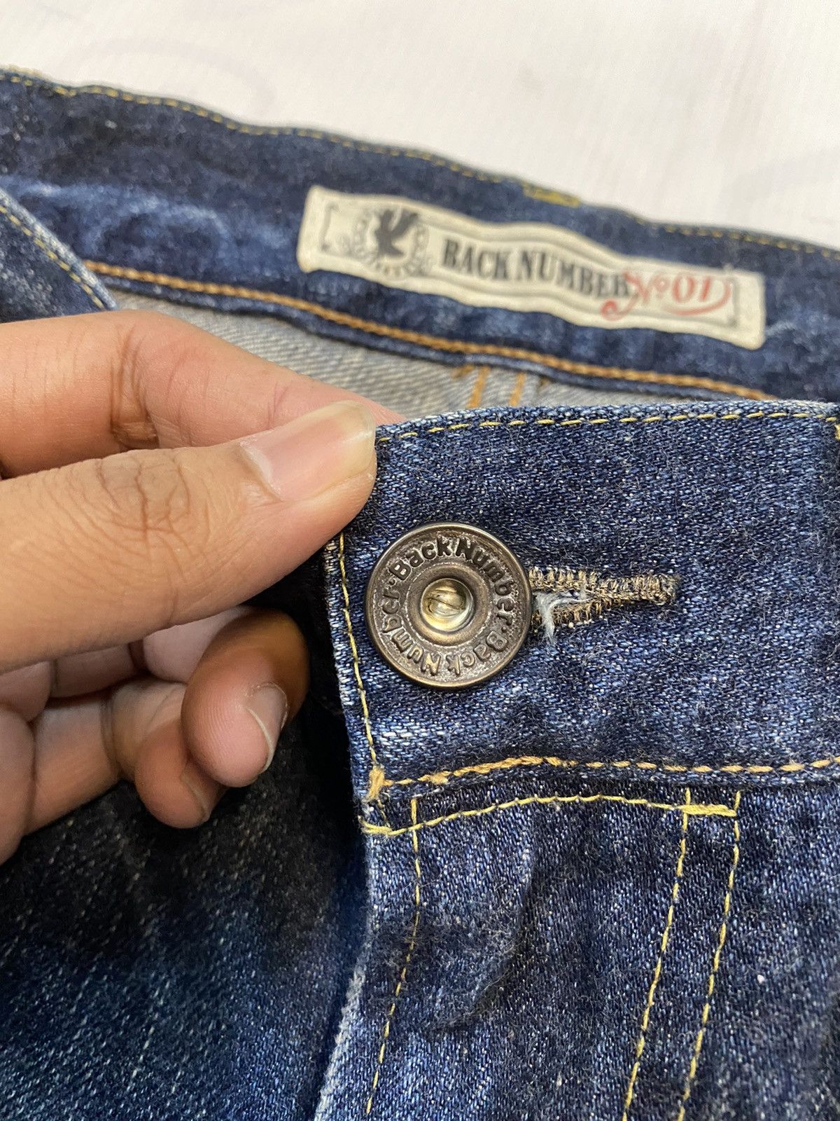 Japanese Brand Back Number Distressed Denim Nice Design Jean Size US 33 - 8 Thumbnail