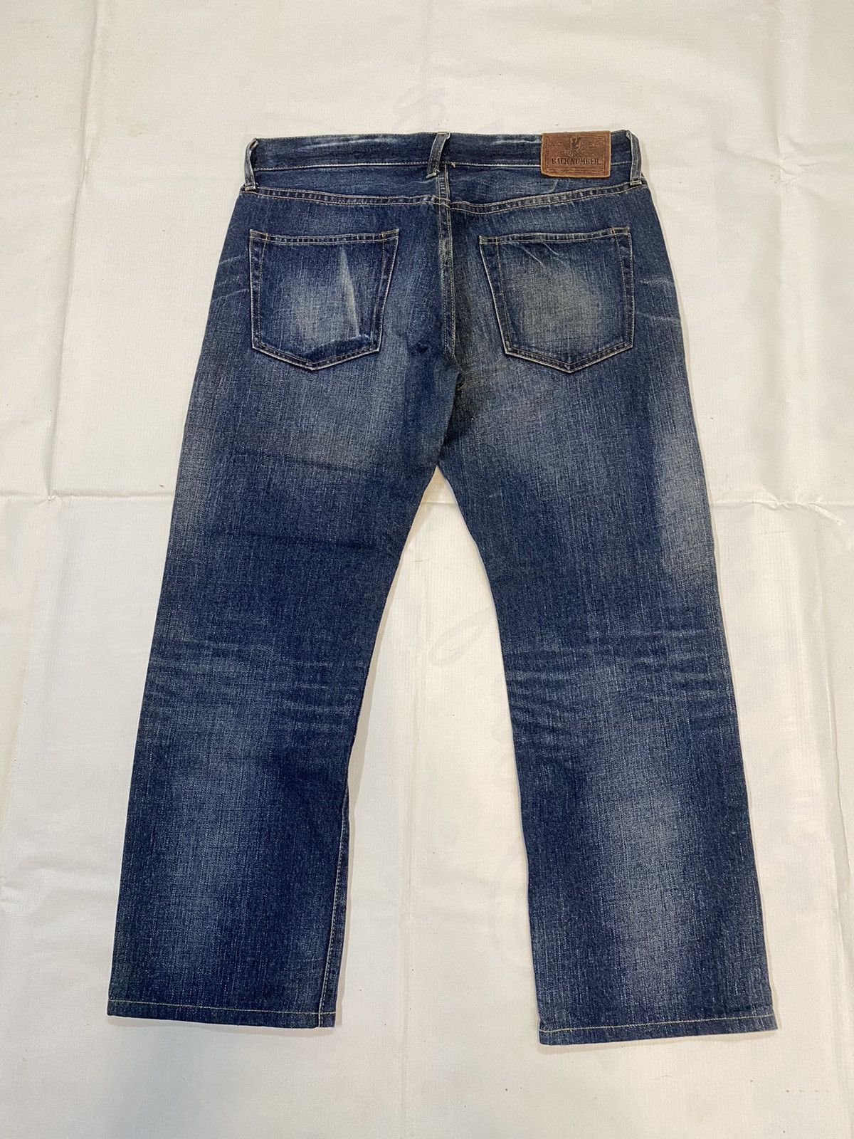 Japanese Brand Back Number Distressed Denim Nice Design Jean Size US 33 - 12 Thumbnail