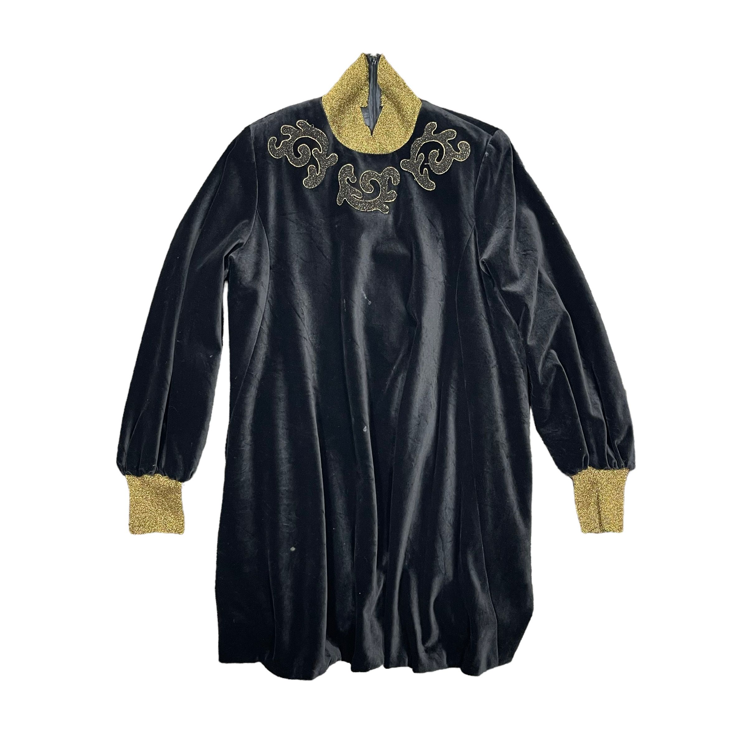 Christian Dior 1990s Golden Floral Velvet Blouse