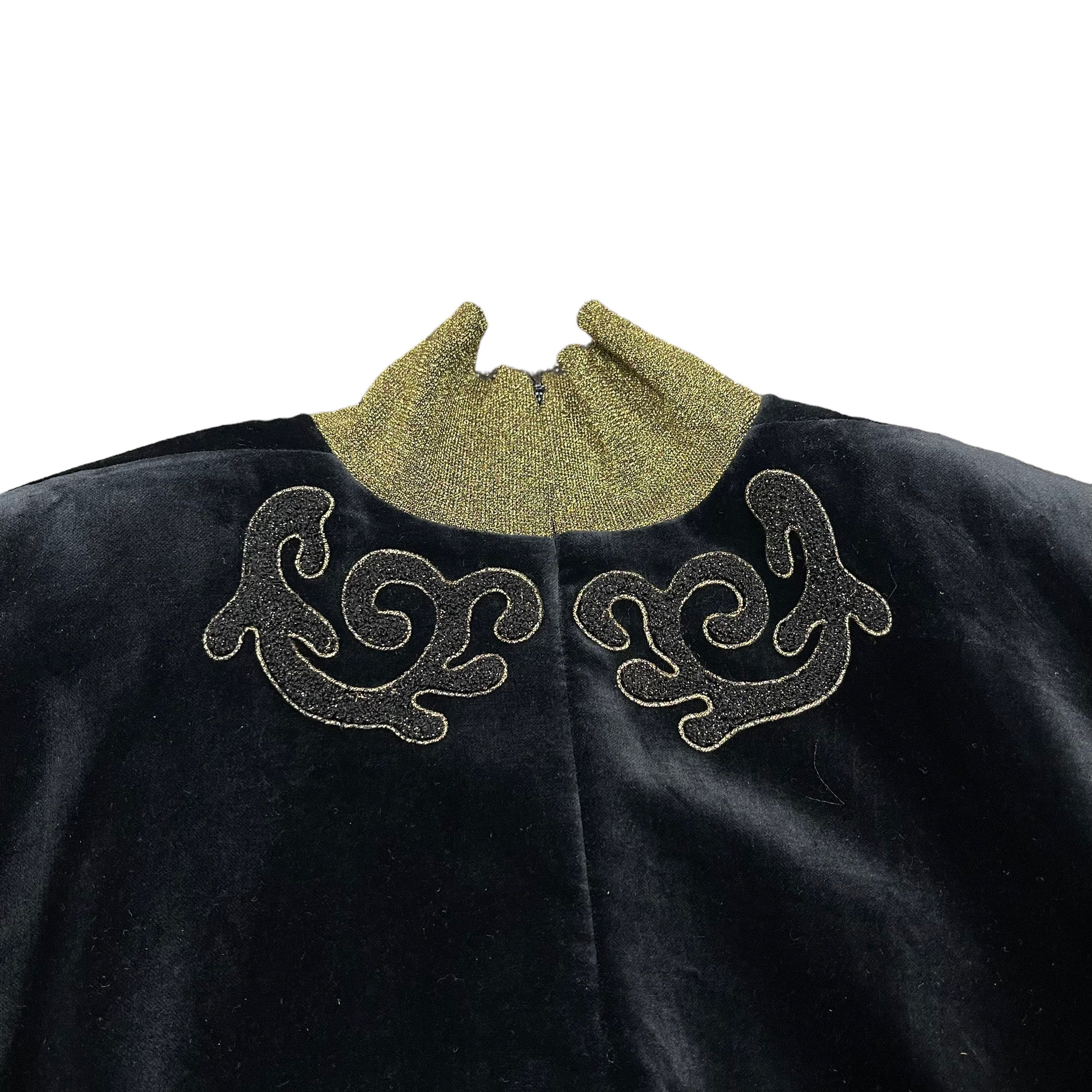 Christian Dior 1990s Golden Floral Velvet Blouse