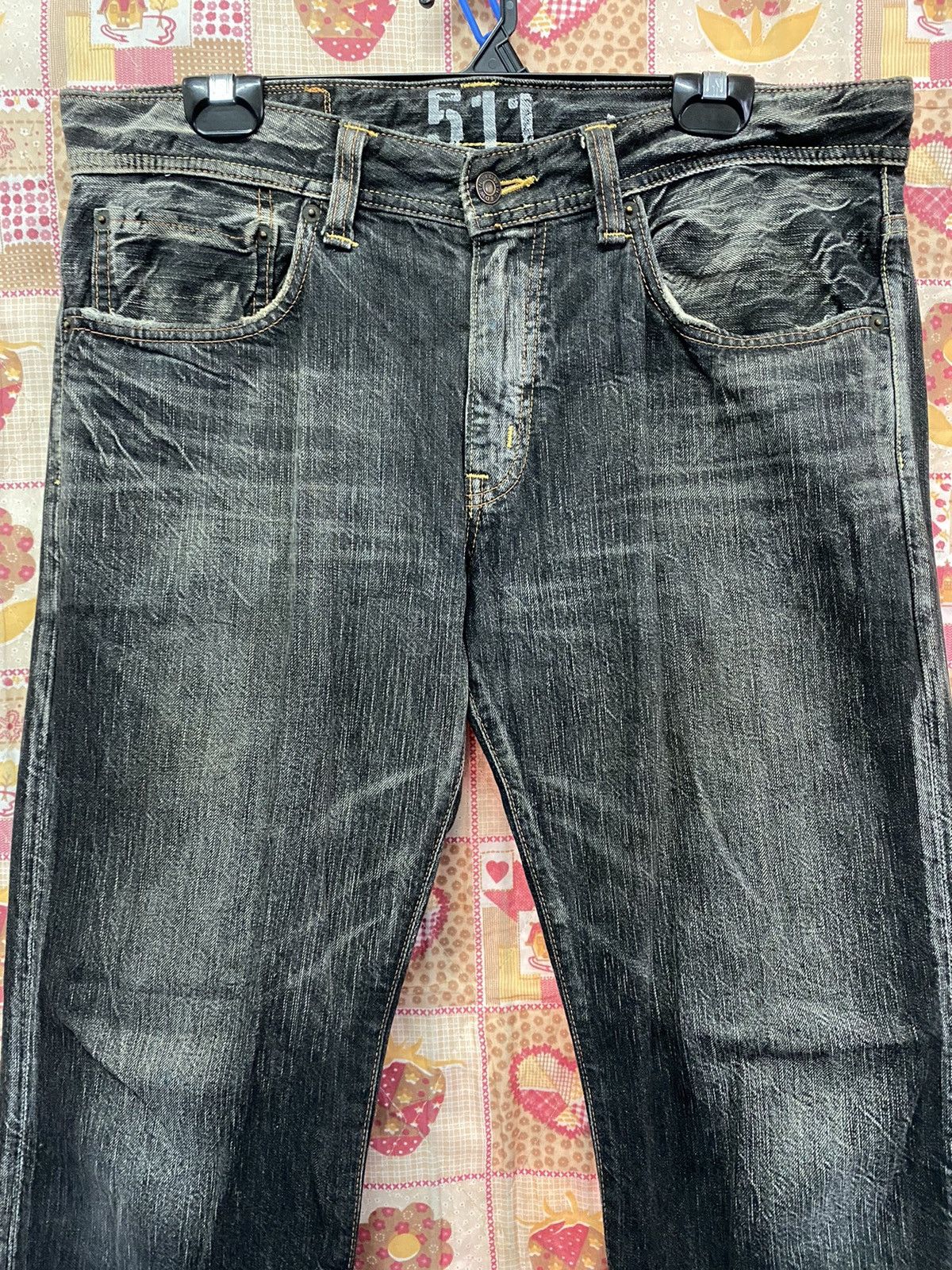 Edwin × Japanese Brand Baggy Jeans Japanese Edwin 511RV Crazy Fade Black Distressed Size US 34 / EU 50 - 2 Thumbnail