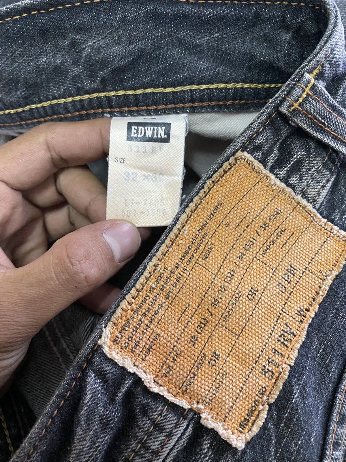 Edwin × Japanese Brand Baggy Jeans Japanese Edwin 511RV Crazy Fade Black Distressed Size US 34 / EU 50 - 7 Thumbnail