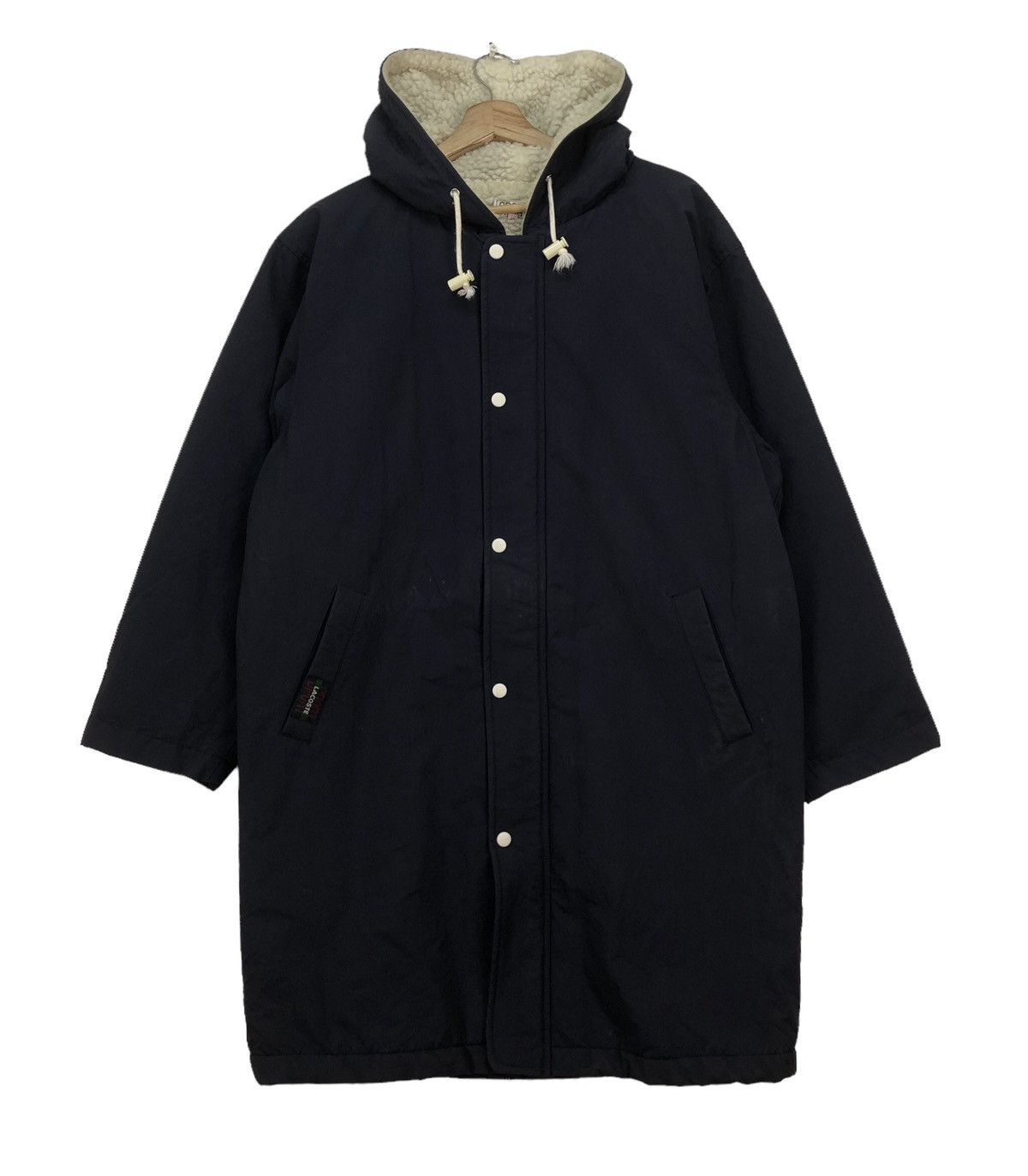Vintage Lacoste Sport Long Coat Hooded Sherpa Jacket