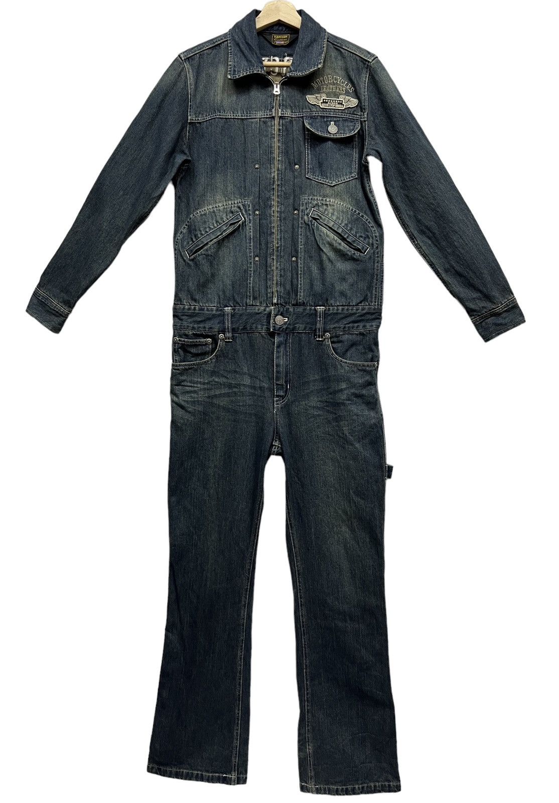 Vanson Leathers 🔥VANSON Bikers Carpenter Flare Slim Fit Denim Coverall Size US 31 - 8 Thumbnail