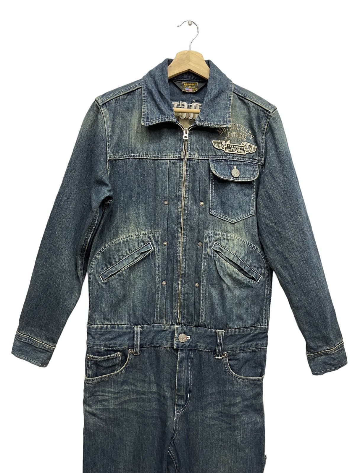 Vanson Leathers 🔥VANSON Bikers Carpenter Flare Slim Fit Denim Coverall Size US 31 - 7 Thumbnail