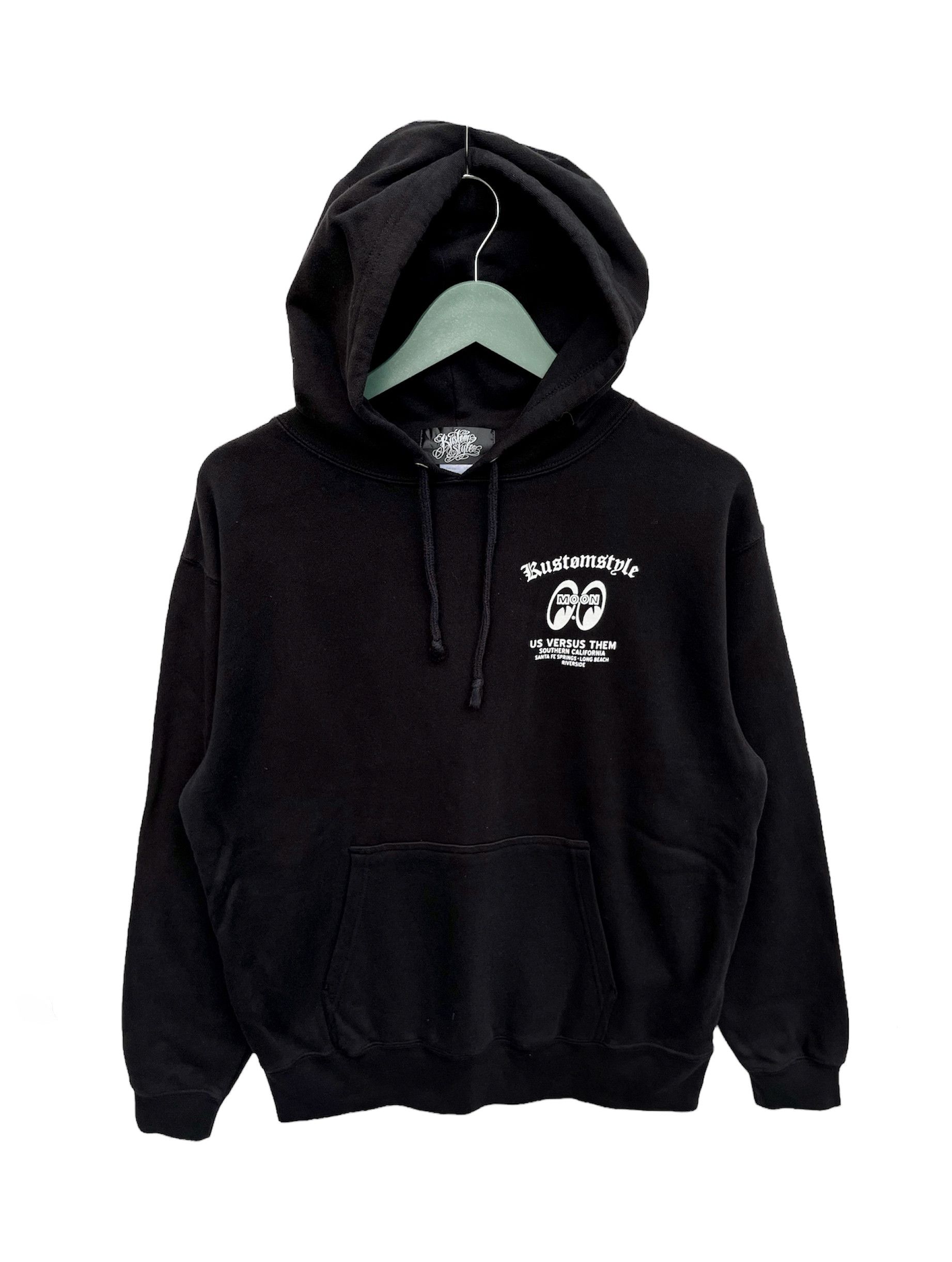 image of Vintage Kustom Style X Moon Eyes Hoodie in Black, Men's (Size Large)