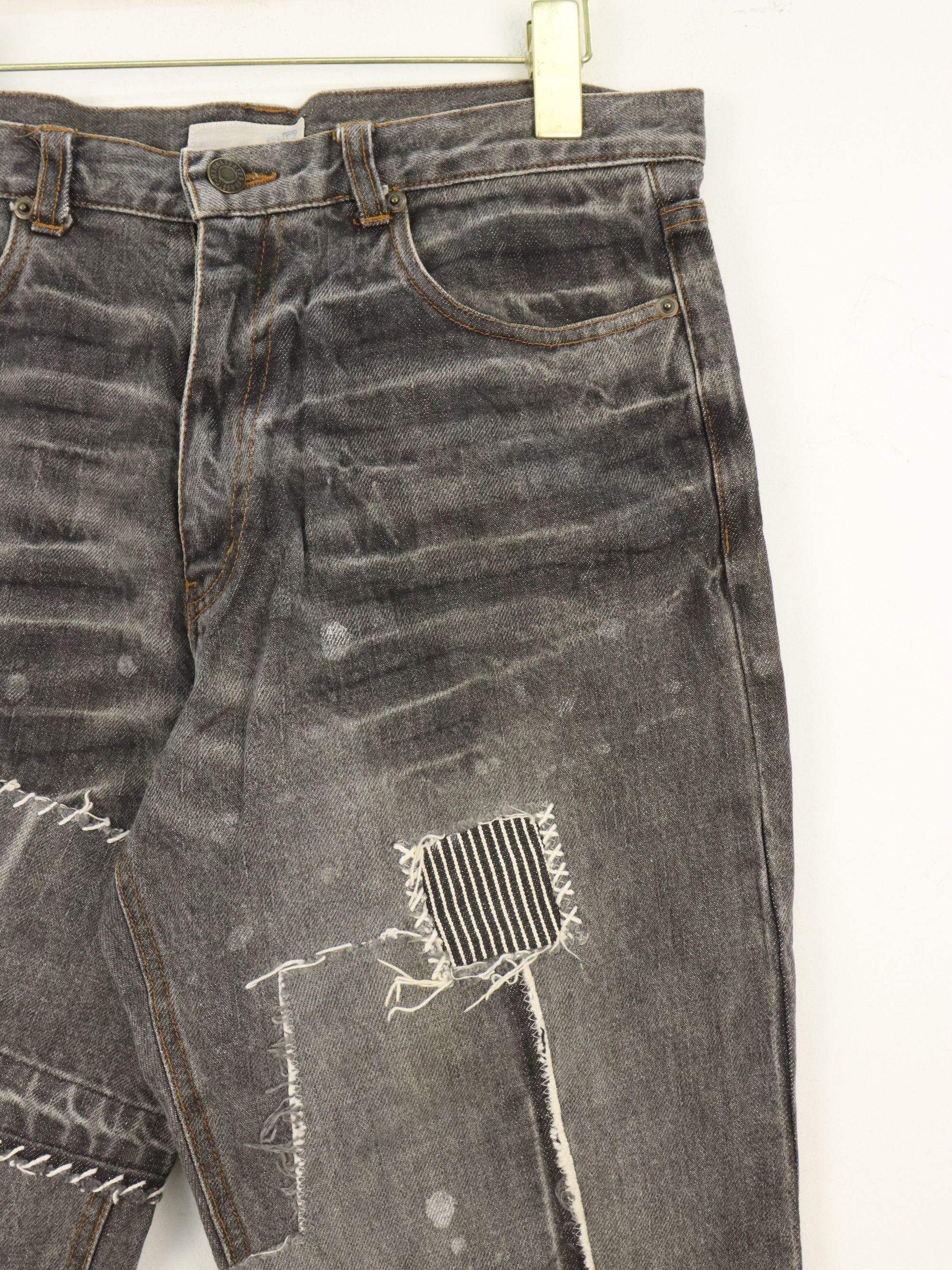 Designer Scattered Paint Patchwork Boro Sashiko Inspired Jeans Pants Size US 32 / EU 48 - 6 Thumbnail
