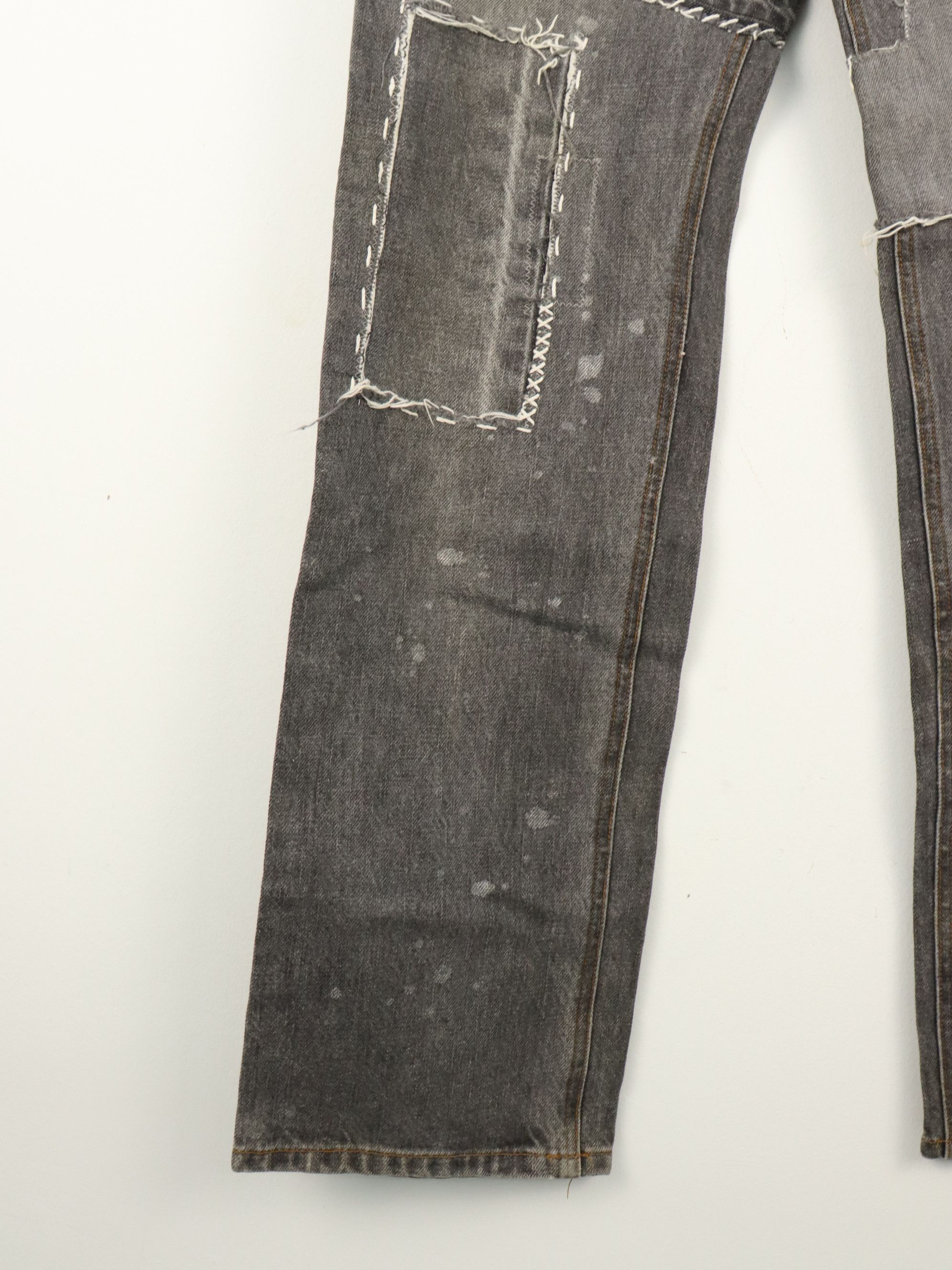Designer Scattered Paint Patchwork Boro Sashiko Inspired Jeans Pants Size US 32 / EU 48 - 12 Thumbnail