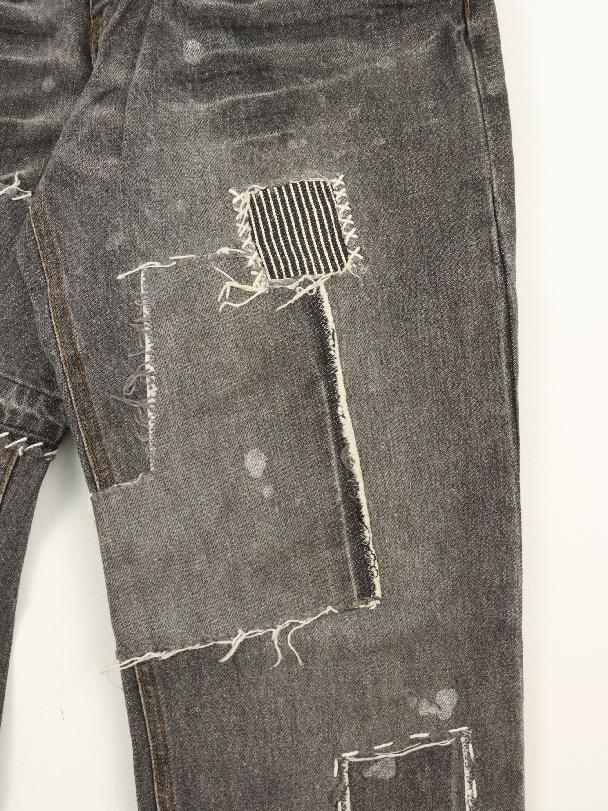 Designer Scattered Paint Patchwork Boro Sashiko Inspired Jeans Pants Size US 32 / EU 48 - 10 Thumbnail