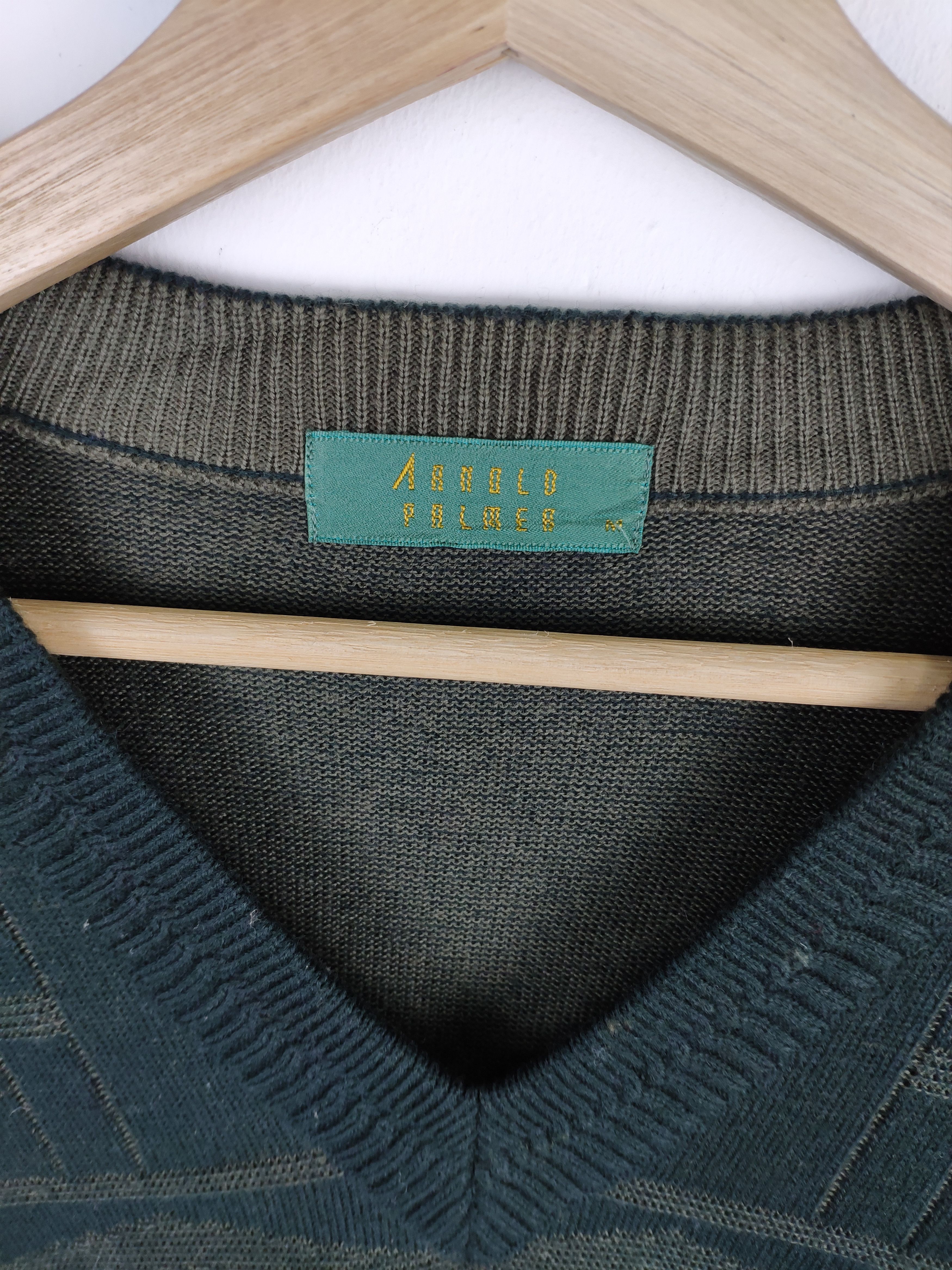 Aran Isles Knitwear × Japanese Brand × Vintage Vintage 90s Arnold Palmer Wool Knit Sweater V Neck Size US M / EU 48-50 / 2 - 3 Thumbnail