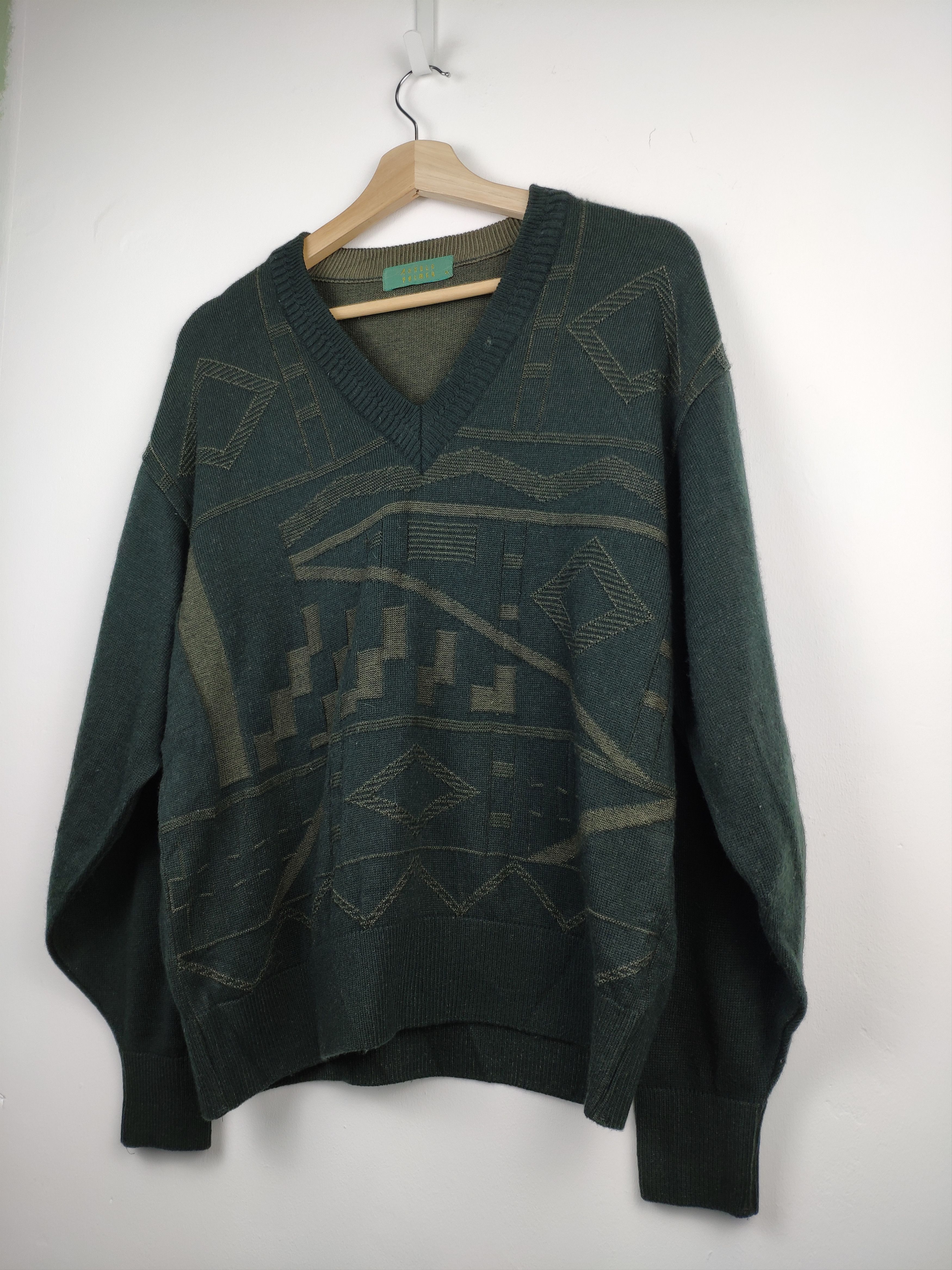 Aran Isles Knitwear × Japanese Brand × Vintage Vintage 90s Arnold Palmer Wool Knit Sweater V Neck Size US M / EU 48-50 / 2 - 2 Thumbnail