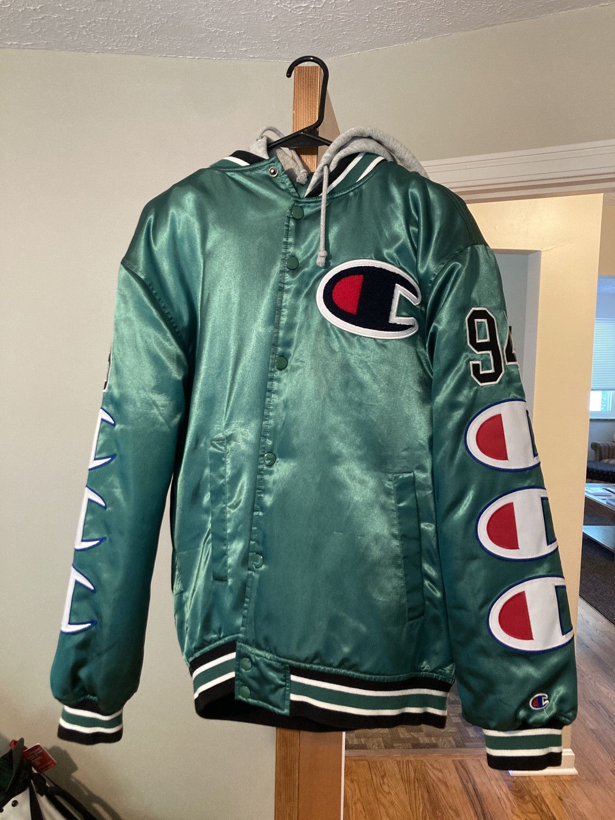 image of Champion Varsity Jacket in Green, Men's (Size Medium)