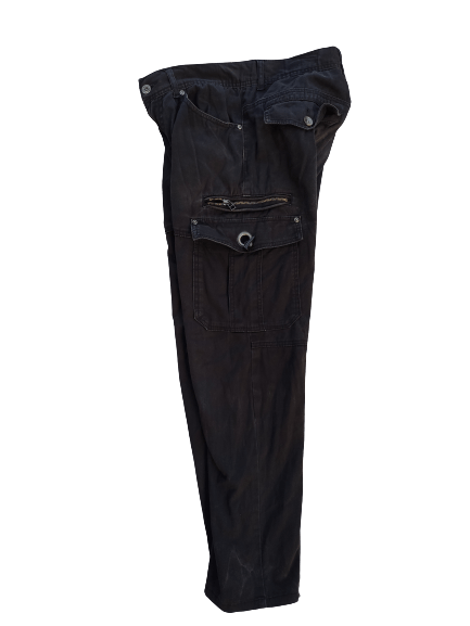 image of Designer Semantic Design Cargo Pants Bondage in Faded Black, Men's (Size 30)