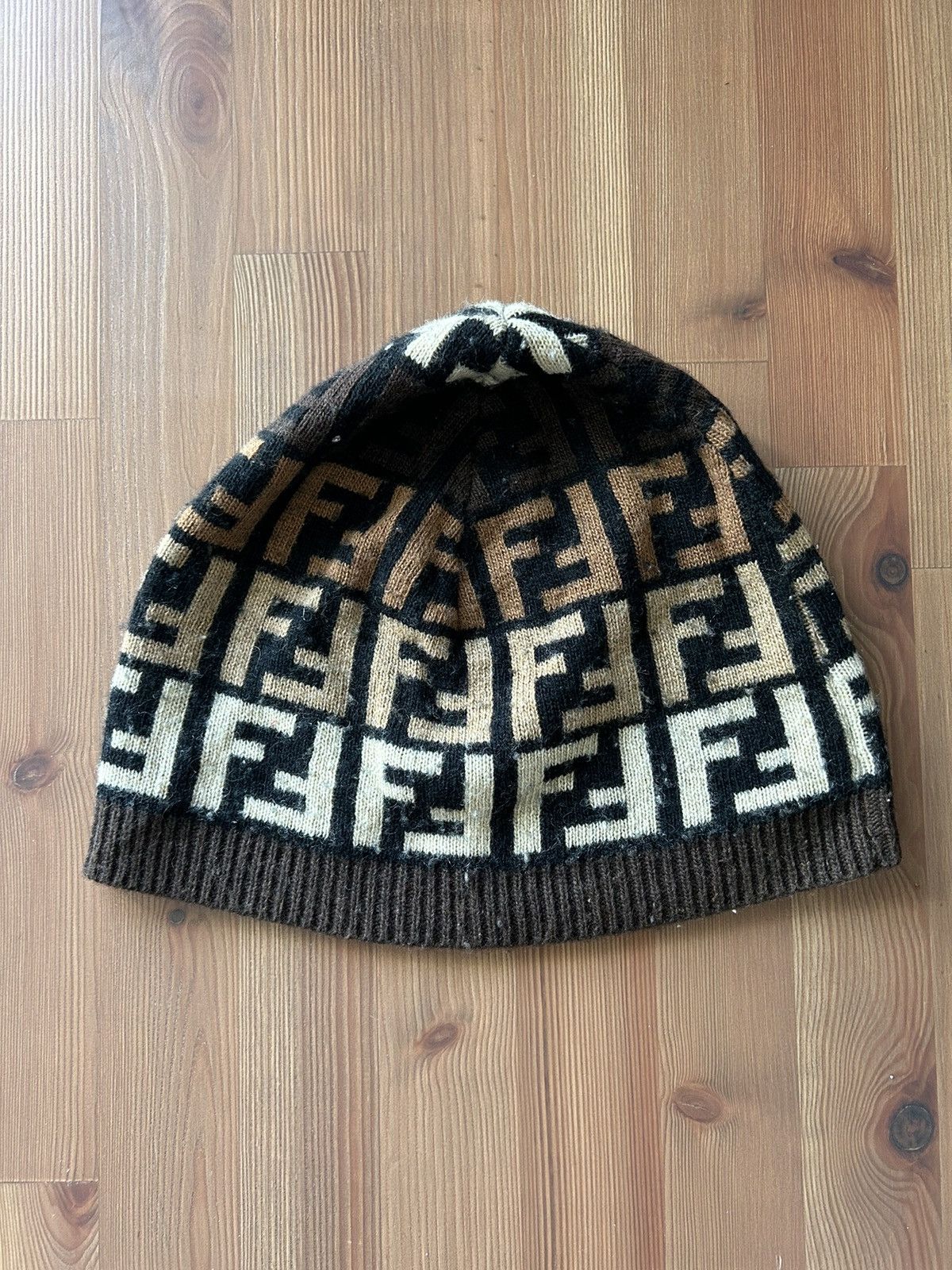 Fendi FF Zucca Monogram Wool/Cashmere Blend Beanie Size ONE SIZE - 1 Thumbnail